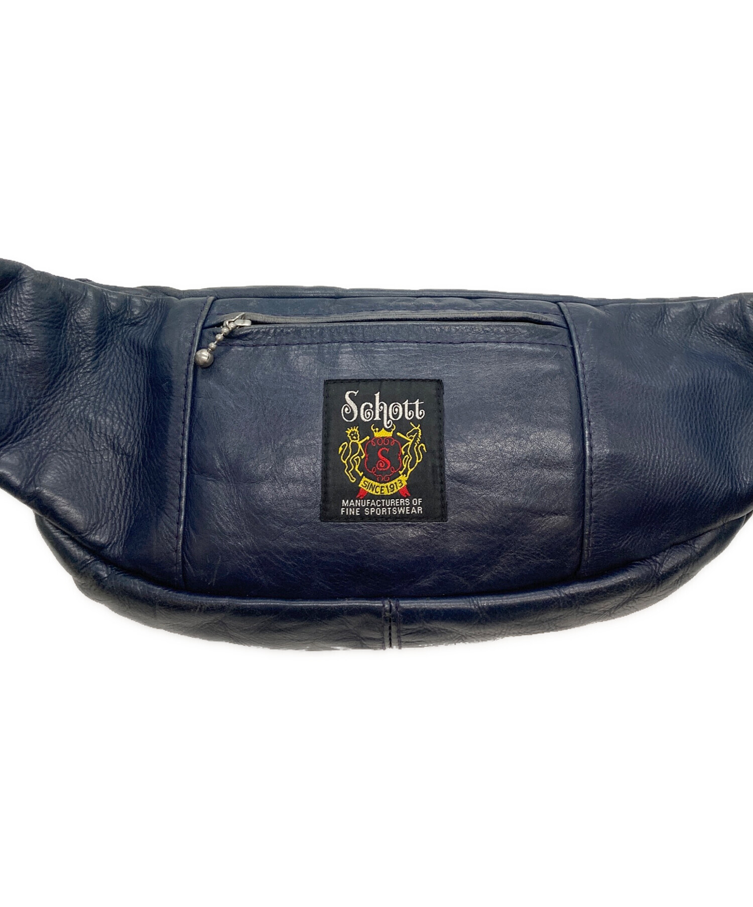 Schott ショット　ボディバッグ　パデッド　レザー　ネイビー 中古・古着通販】Schott (ショット) パデッドボディバッグ ネイビー