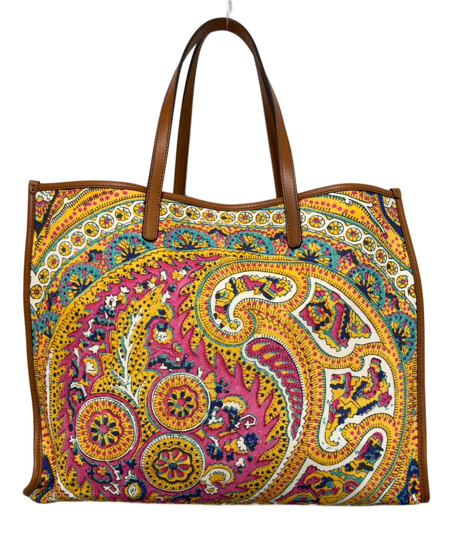 中古・古着通販】ETRO (エトロ) ペイズリー柄トートバッグ イエロー