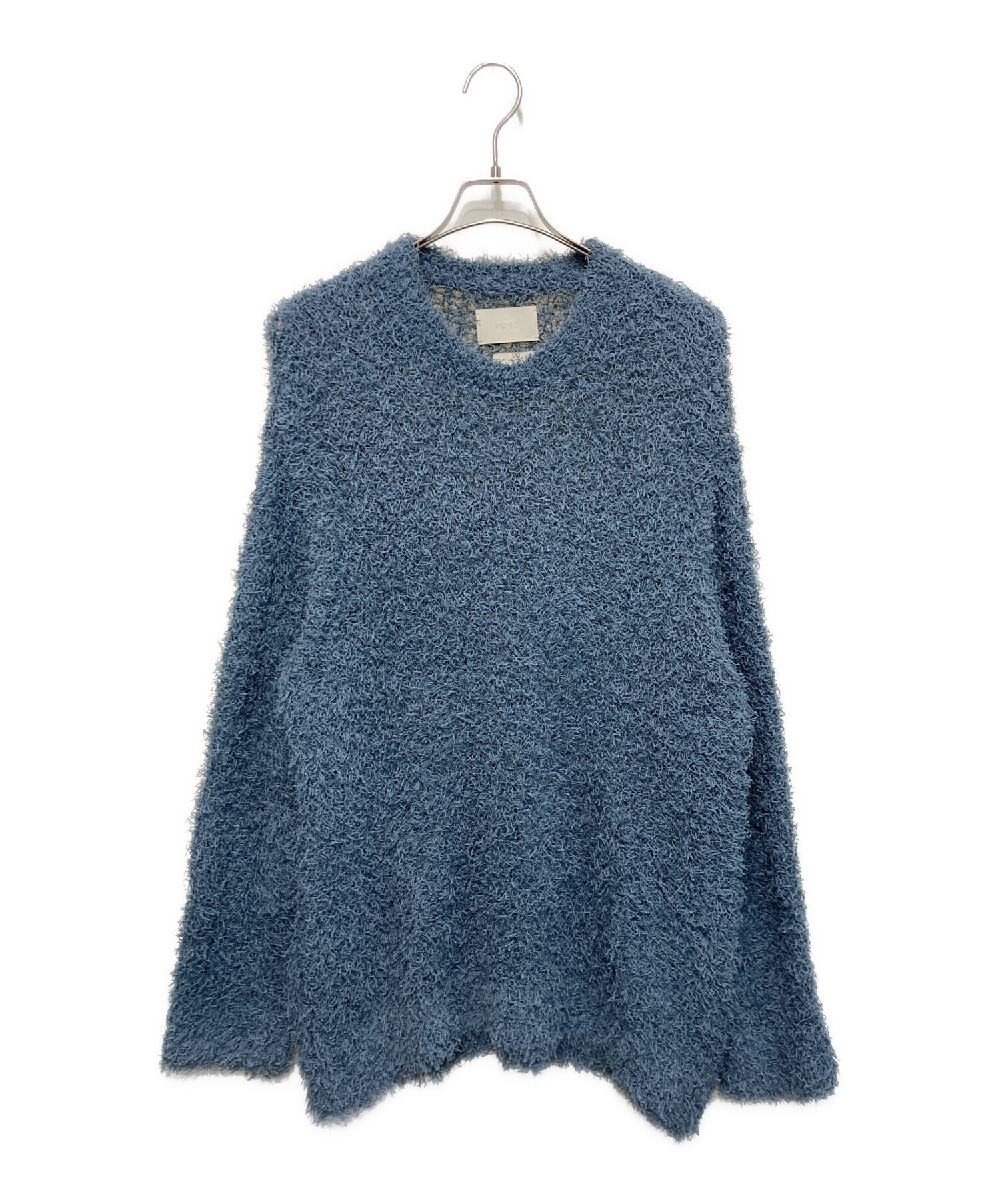 YOKE ブッシーコットンクルーネック　ブルー　size1 中古・古着通販】YOKE (ヨーク) ブッシーコットンクルーネックニット