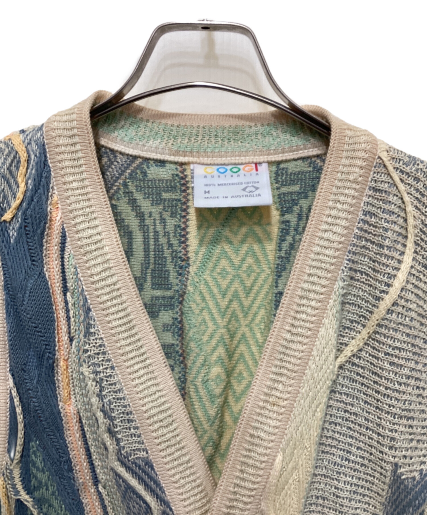 中古・古着通販】COOGI (クージー) 3Dニットベスト アイボリー×ブルー