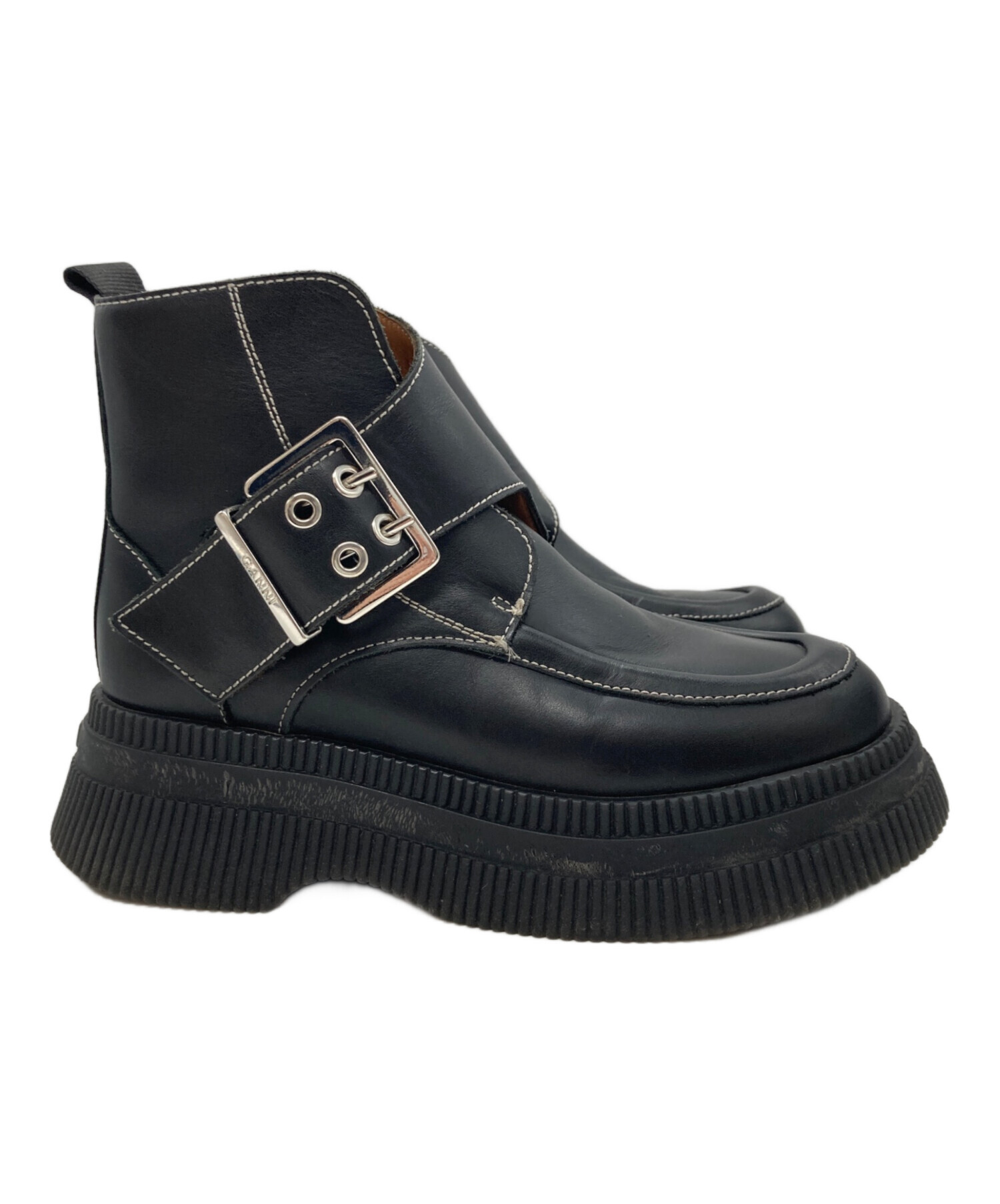 Ganni ガニー ブーツ EU40(25cm位) 白 【古着】【中古】 中古・古着通販】Ganni (ガニー) クリーパーズ モンクストラップブーツ