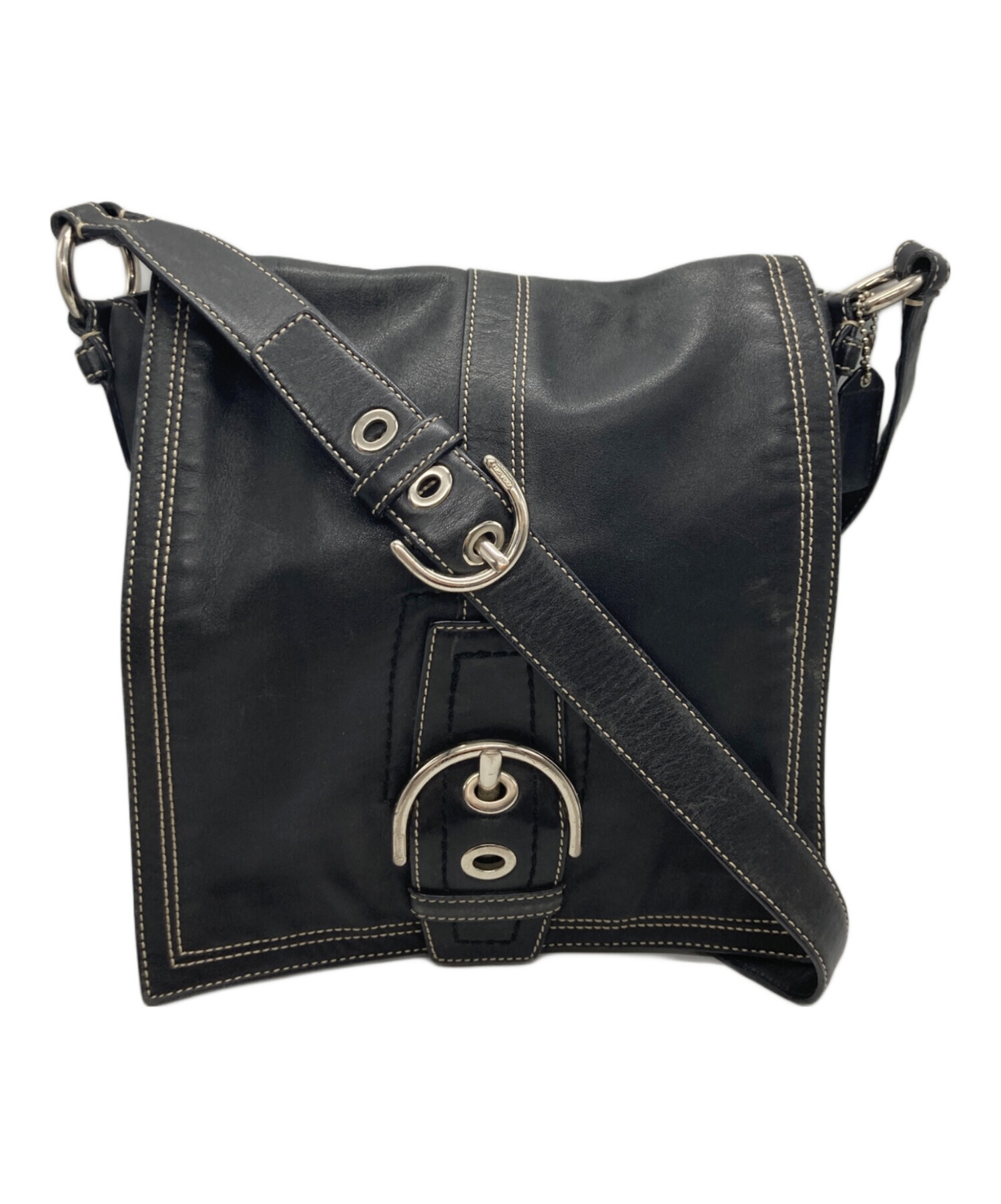 中古・古着通販】COACH (コーチ) バックルレザーショルダーバッグ