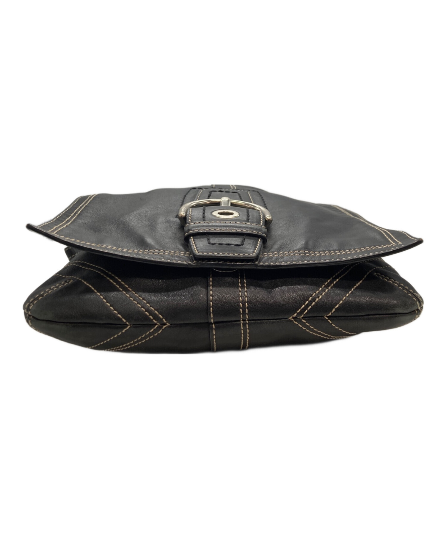 中古・古着通販】COACH (コーチ) バックルレザーショルダーバッグ