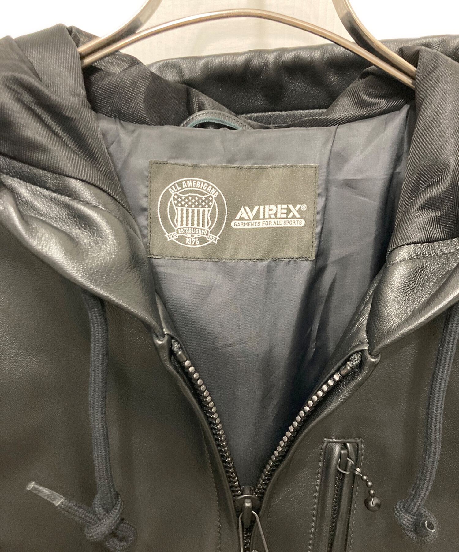 AVIREX アヴィレックス 本革 レザー切替 パーカー XL 美品 フード付き 中古・古着通販】AVIREX (アヴィレックス) コンフォータブル レザー