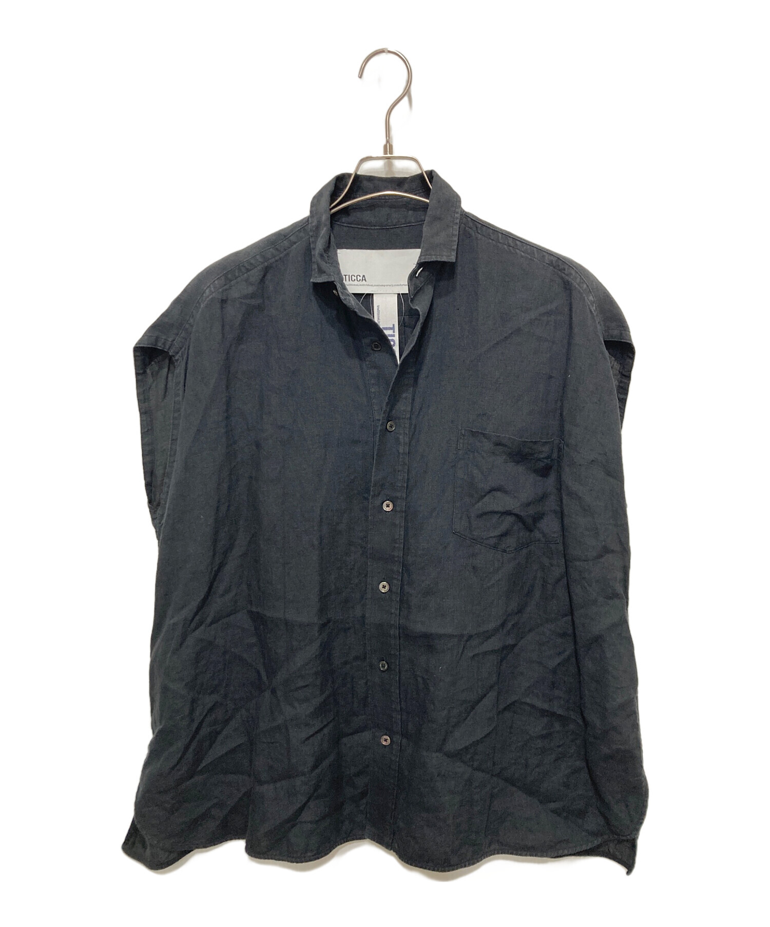 中古・古着通販】TICCA (ティッカ) フレンチスリーブシャツ ブラック 