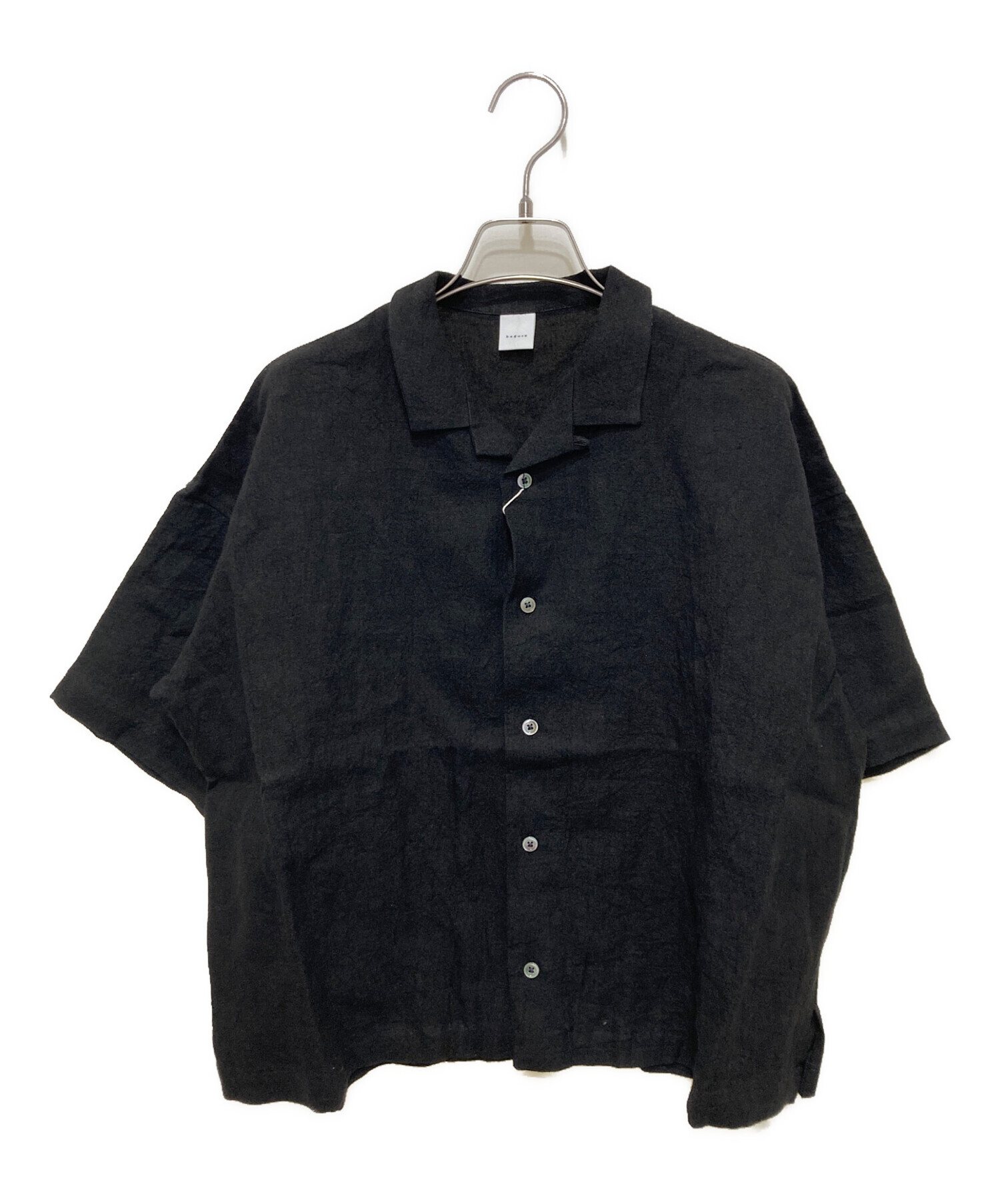【かぐれ】新品タグ付 BLACK リネンラミーオープンカラーシャツ かぐれ】リネンラミーオープンカラーシャツ