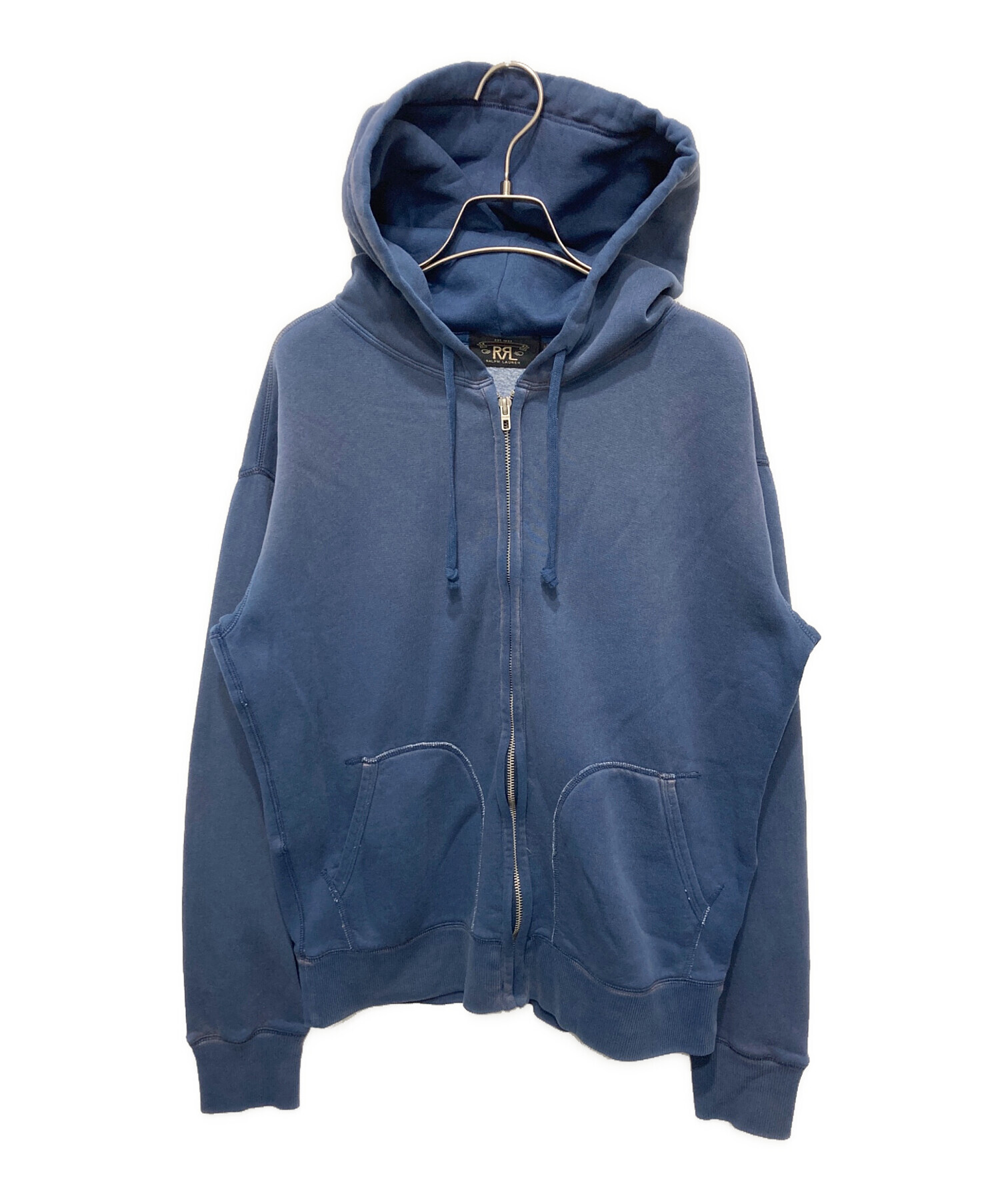 RRL ダブルアールエル パーカー M 紺 【古着】【中古】【送料無料】 中古・古着通販】RRL (ダブルアールエル) USED加工 ジップ フーディ