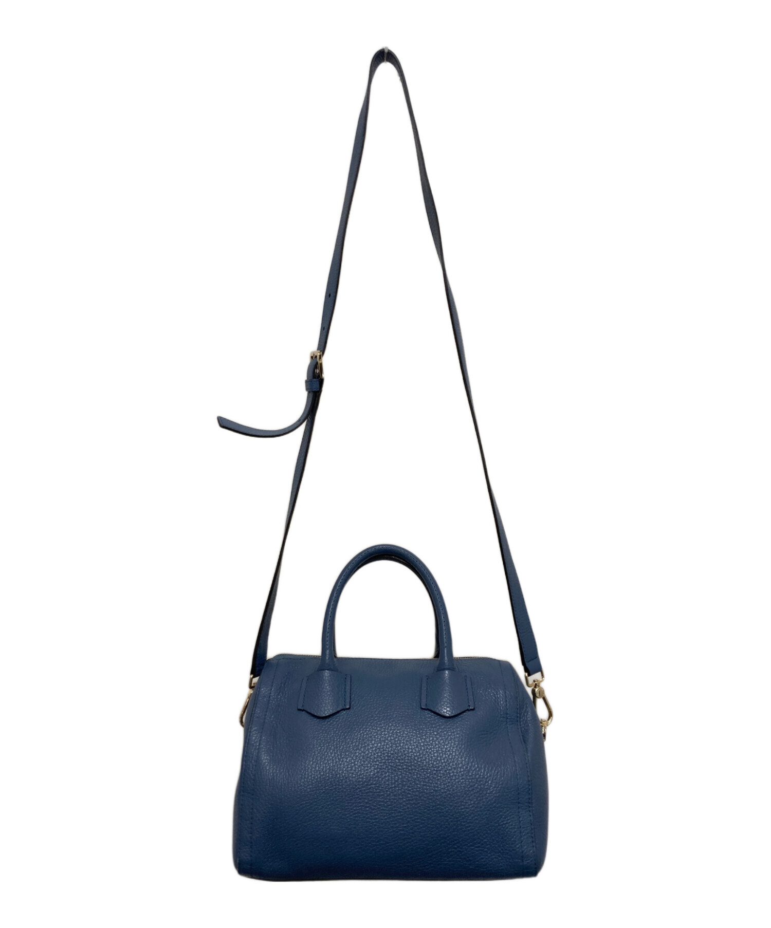美品 Furla フルラ アルバ サッチェル 2way ブルー ゴールド金具