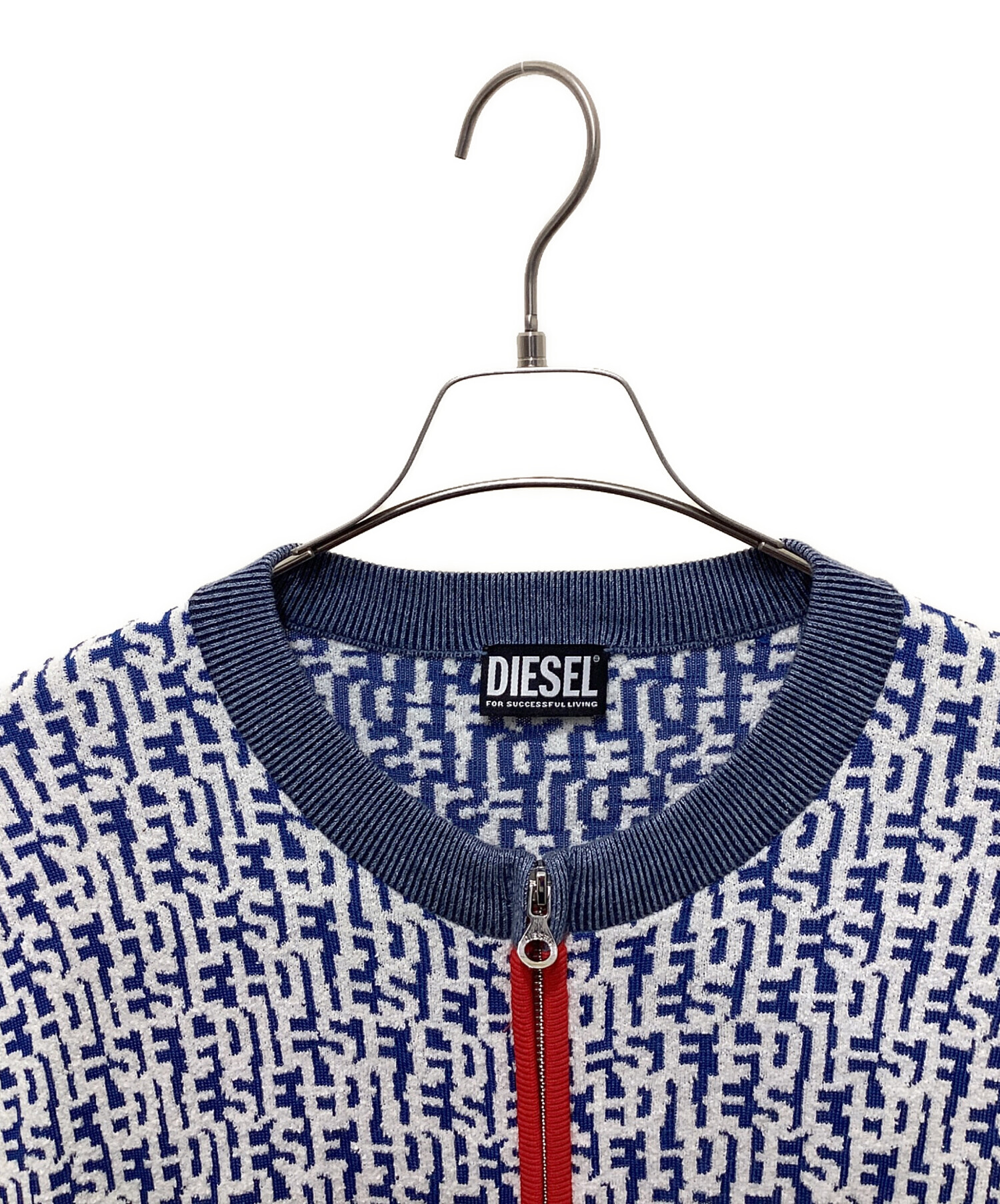 中古・古着通販】DIESEL (ディーゼル) ロゴ総柄ジップアップニット