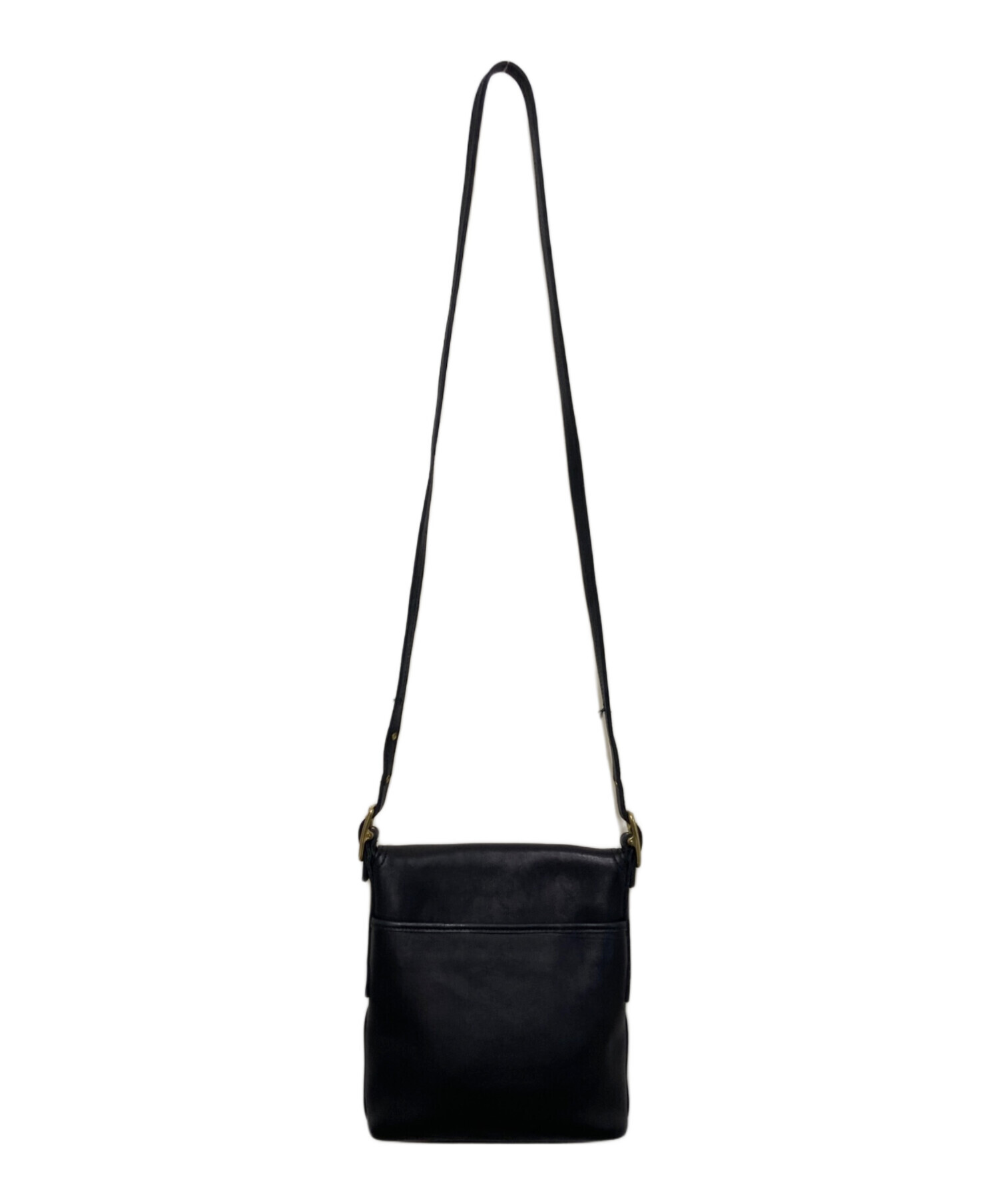 中古・古着通販】COACH (コーチ) レザーショルダーバッグ ブラック