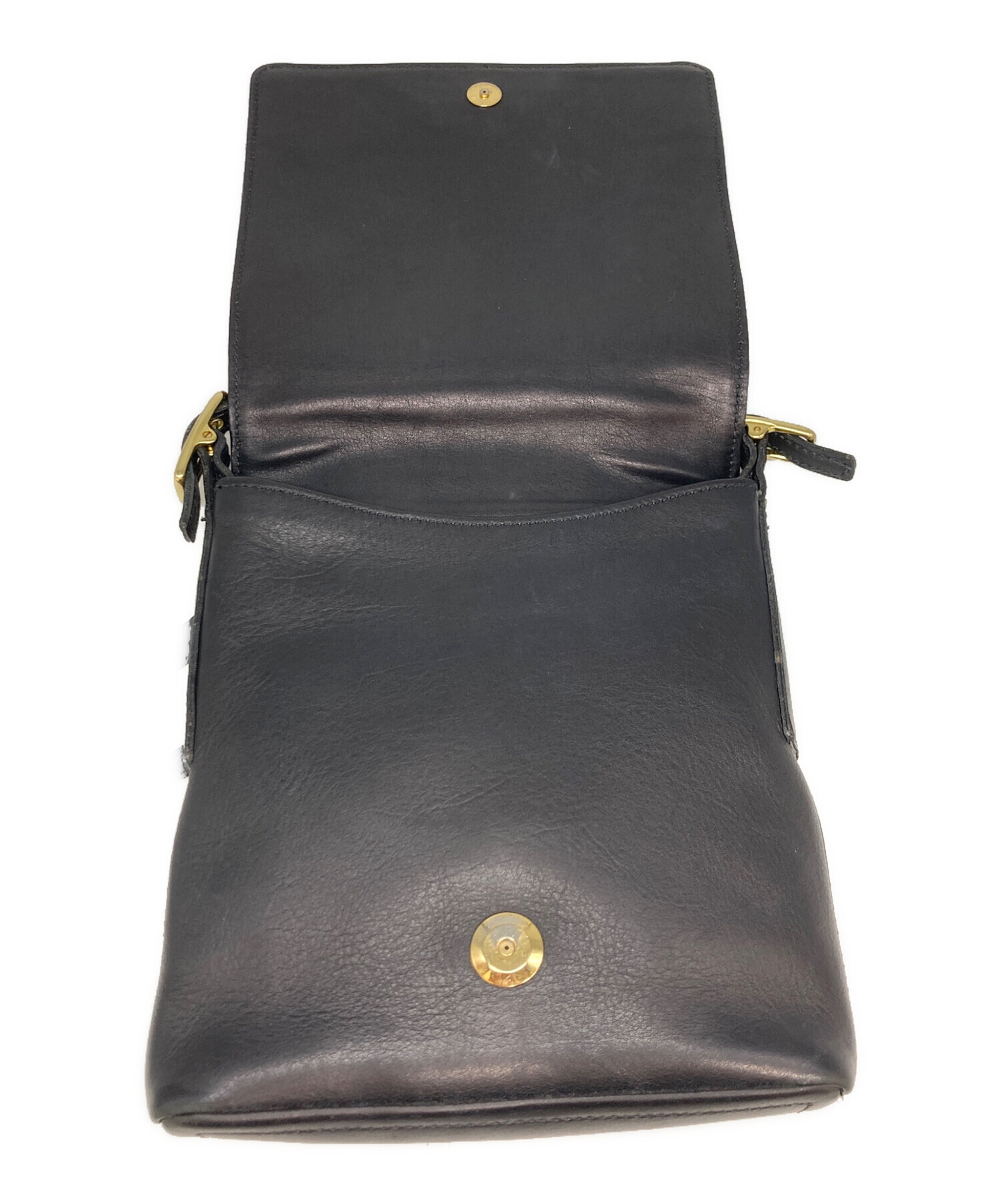 中古・古着通販】COACH (コーチ) レザーショルダーバッグ ブラック