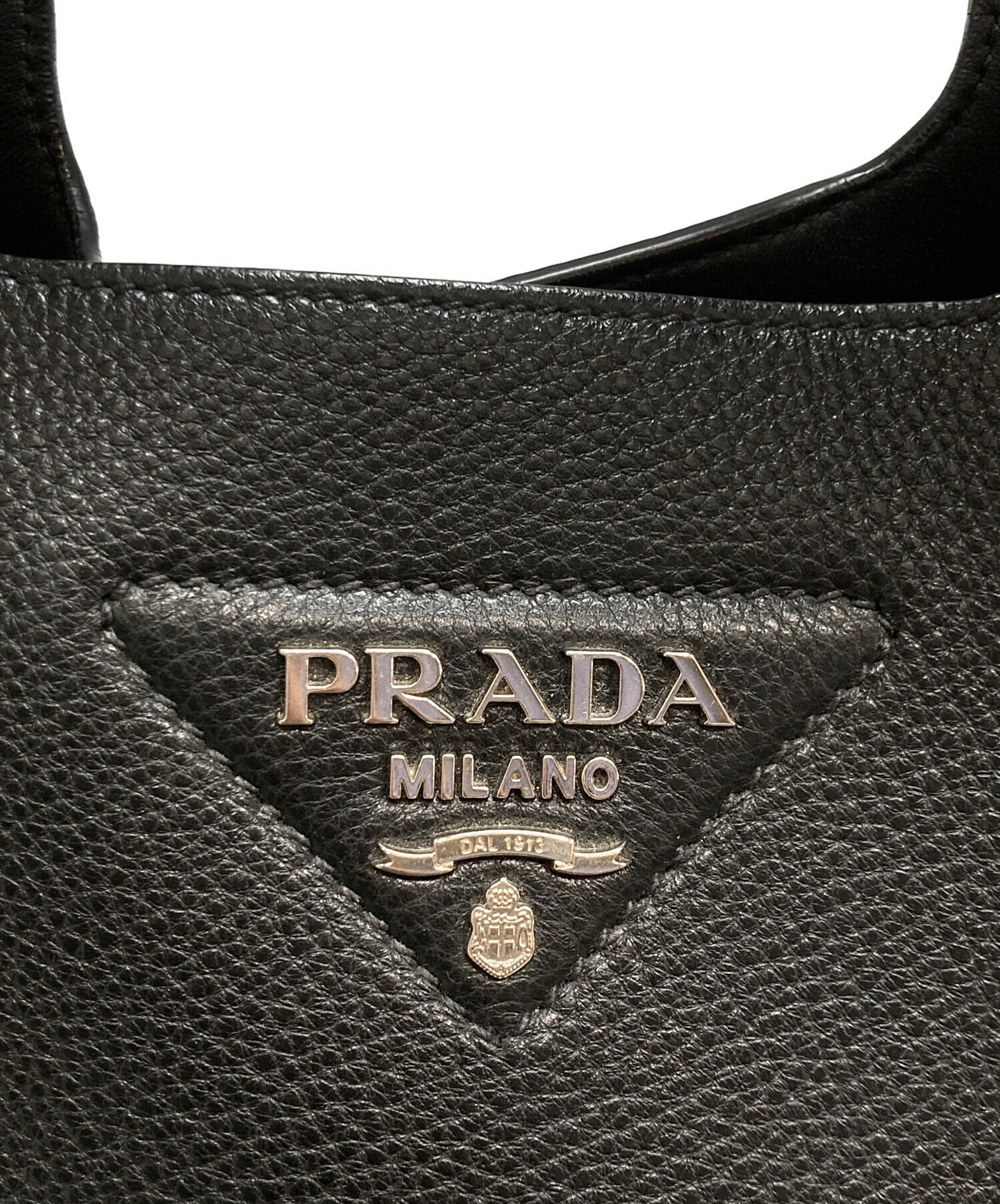 中古・古着通販】PRADA (プラダ) ブラックレザーミニトートバッグ