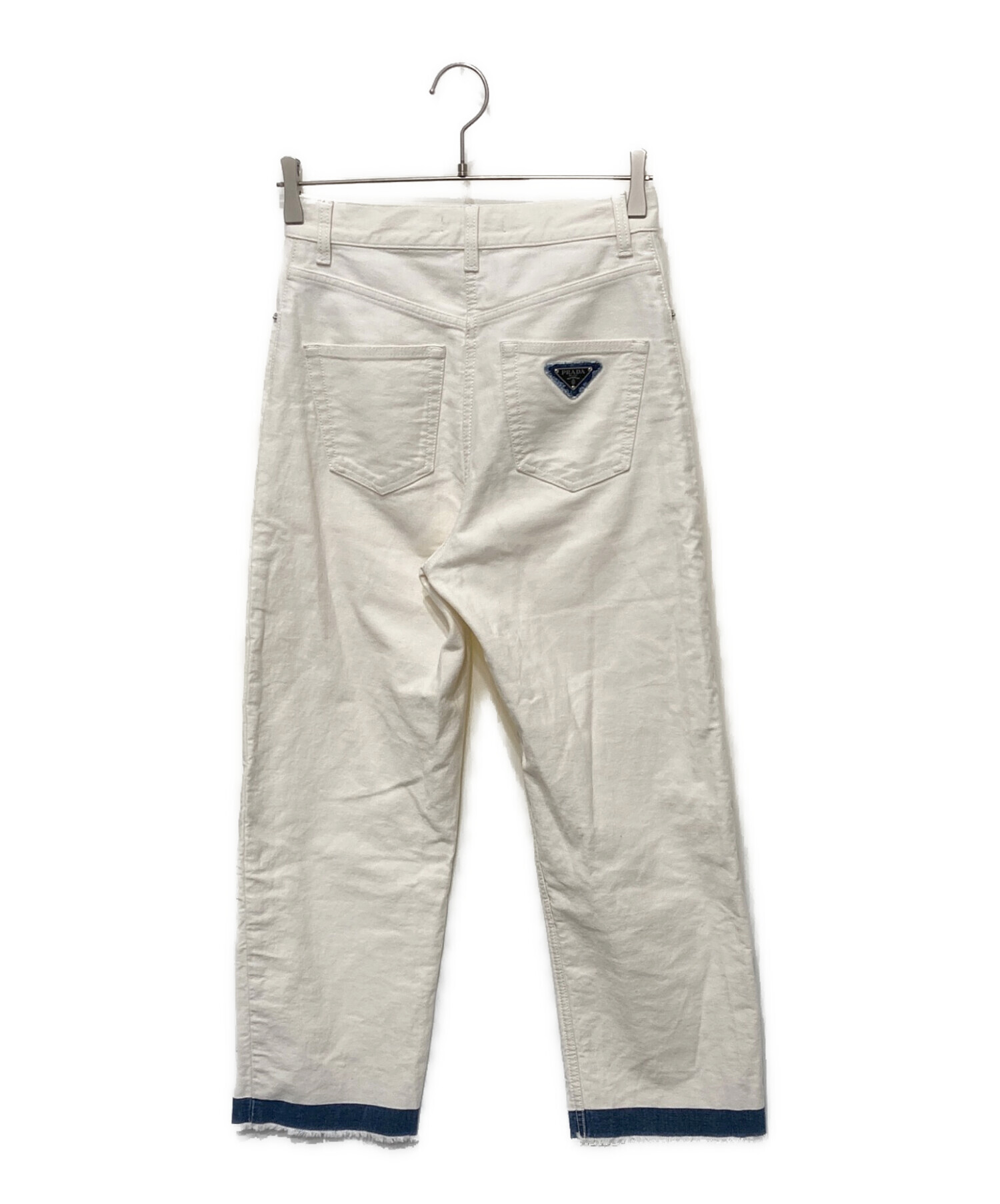 PRADA トライアングルロゴ ブリーチ加工 ヴィンテージ ショートデニムパンツ 中古・古着通販】PRADA (プラダ) トライアングルロゴデニムパンツ