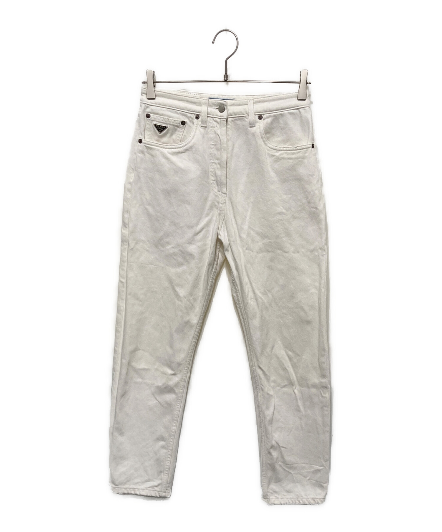 中古・古着通販】PRADA (プラダ) 三角ロゴプレート付きデニムパンツ