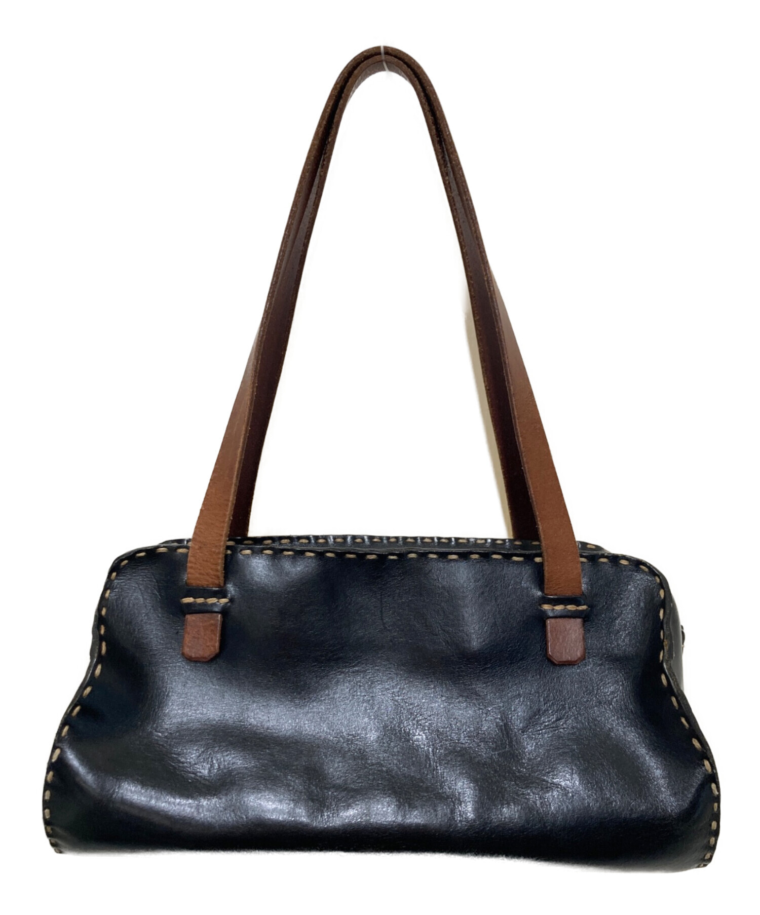 希少品 HENRY CUIR アンリークイール レザーバッグ BRUNCH 中古・古着通販】HENRY CUIR (アンリークイール) ステッチレザー