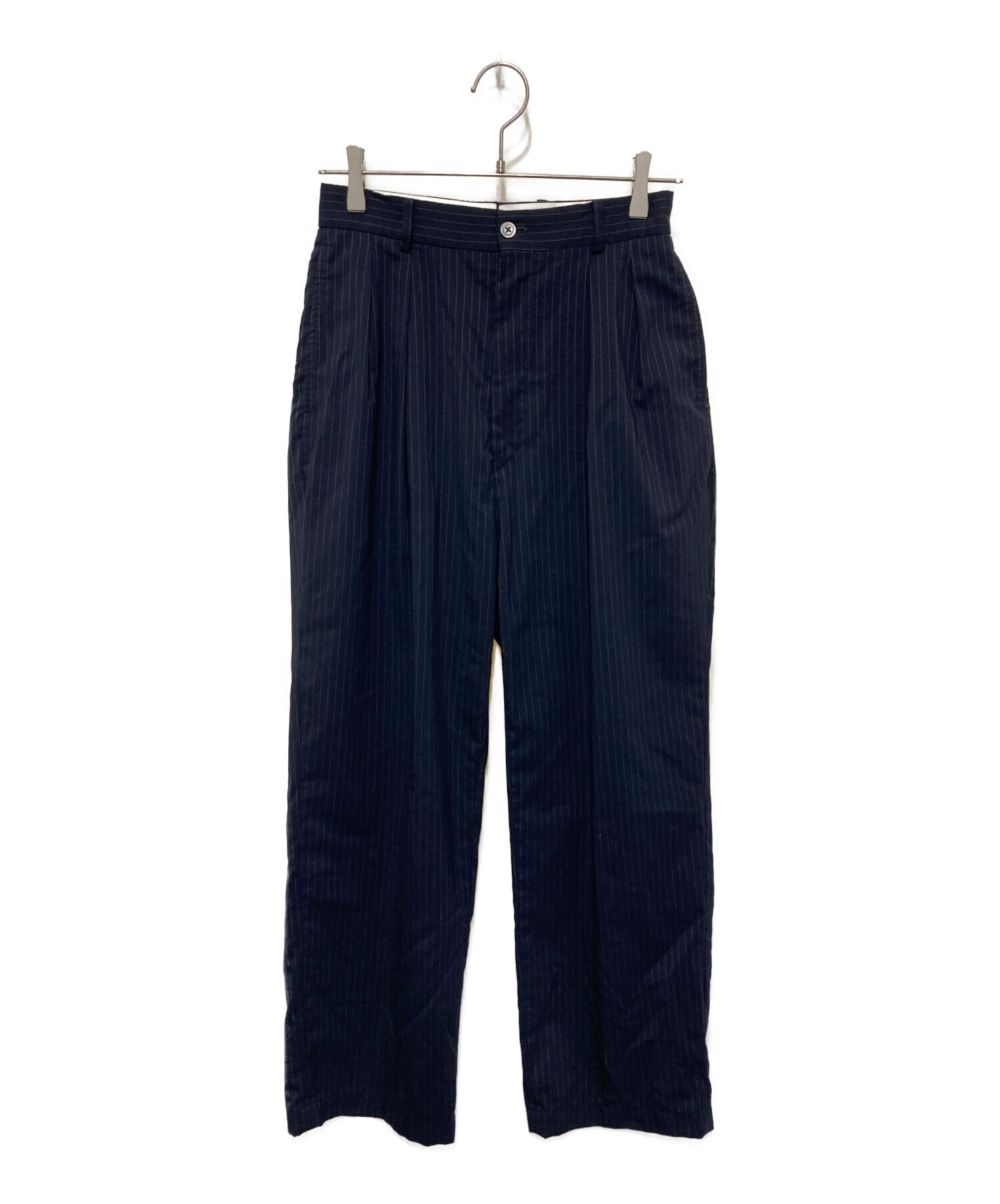 中古・古着通販】NEAT (ニート) 2タックストライプスラックス ネイビー