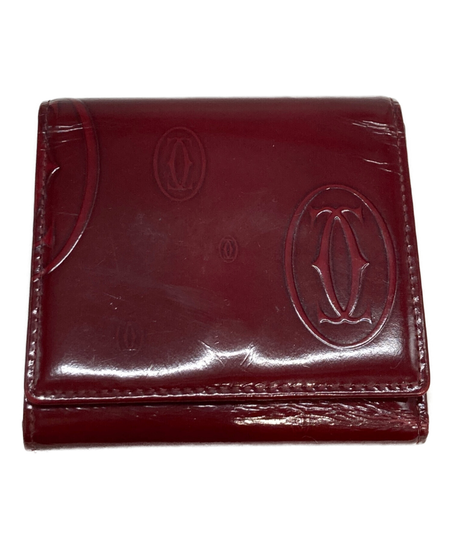 中古・古着通販】Cartier (カルティエ) 3つ折り財布 レッド｜ブランド