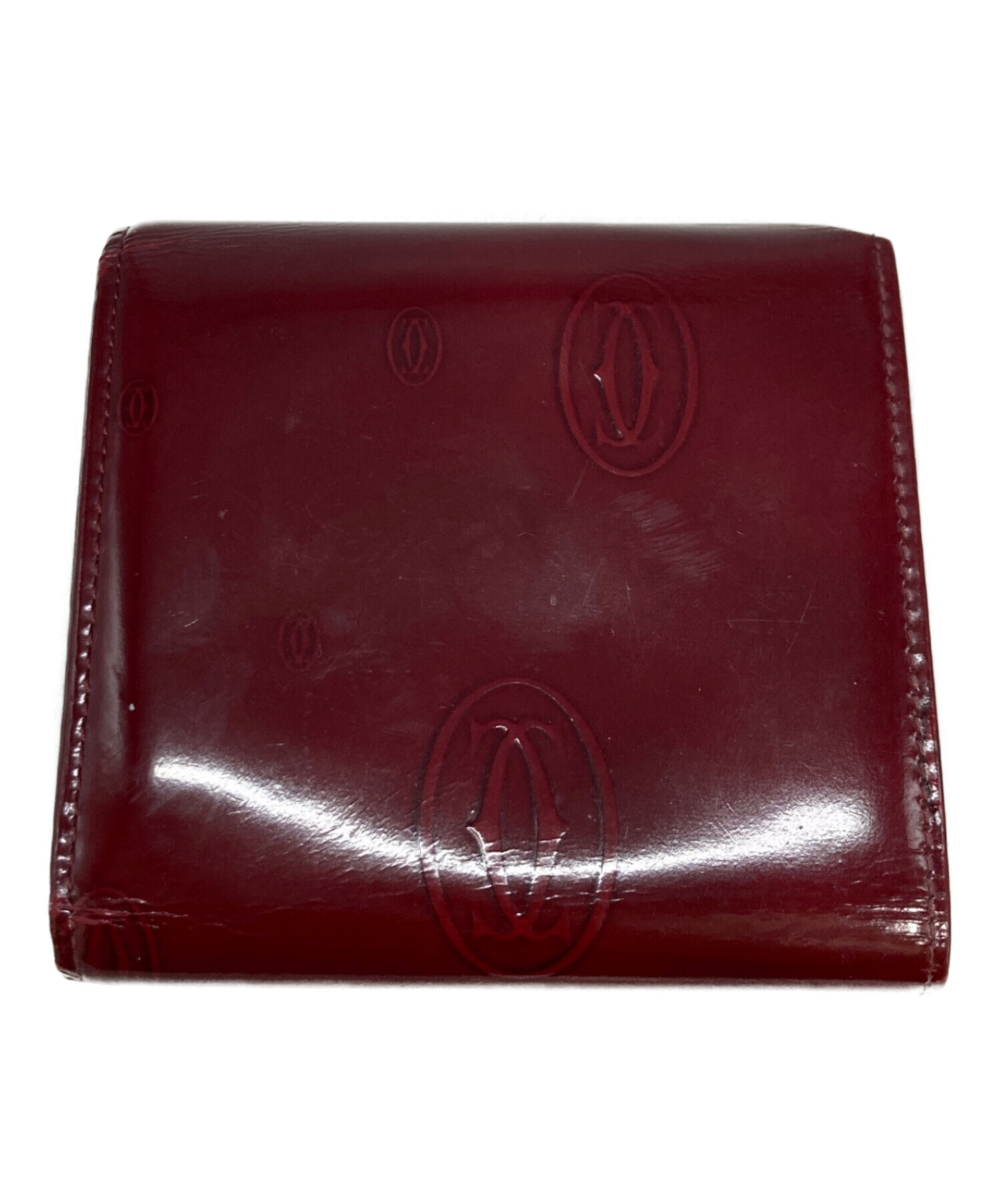 カルティエ　赤 レザー 三つ折り財布 中古・古着通販】Cartier (カルティエ) 3つ折り財布 レッド｜ブランド