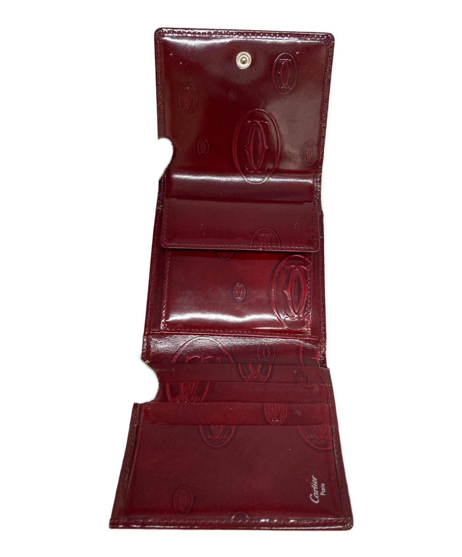 カルティエ　赤 レザー 三つ折り財布 中古・古着通販】Cartier (カルティエ) 3つ折り財布 レッド｜ブランド