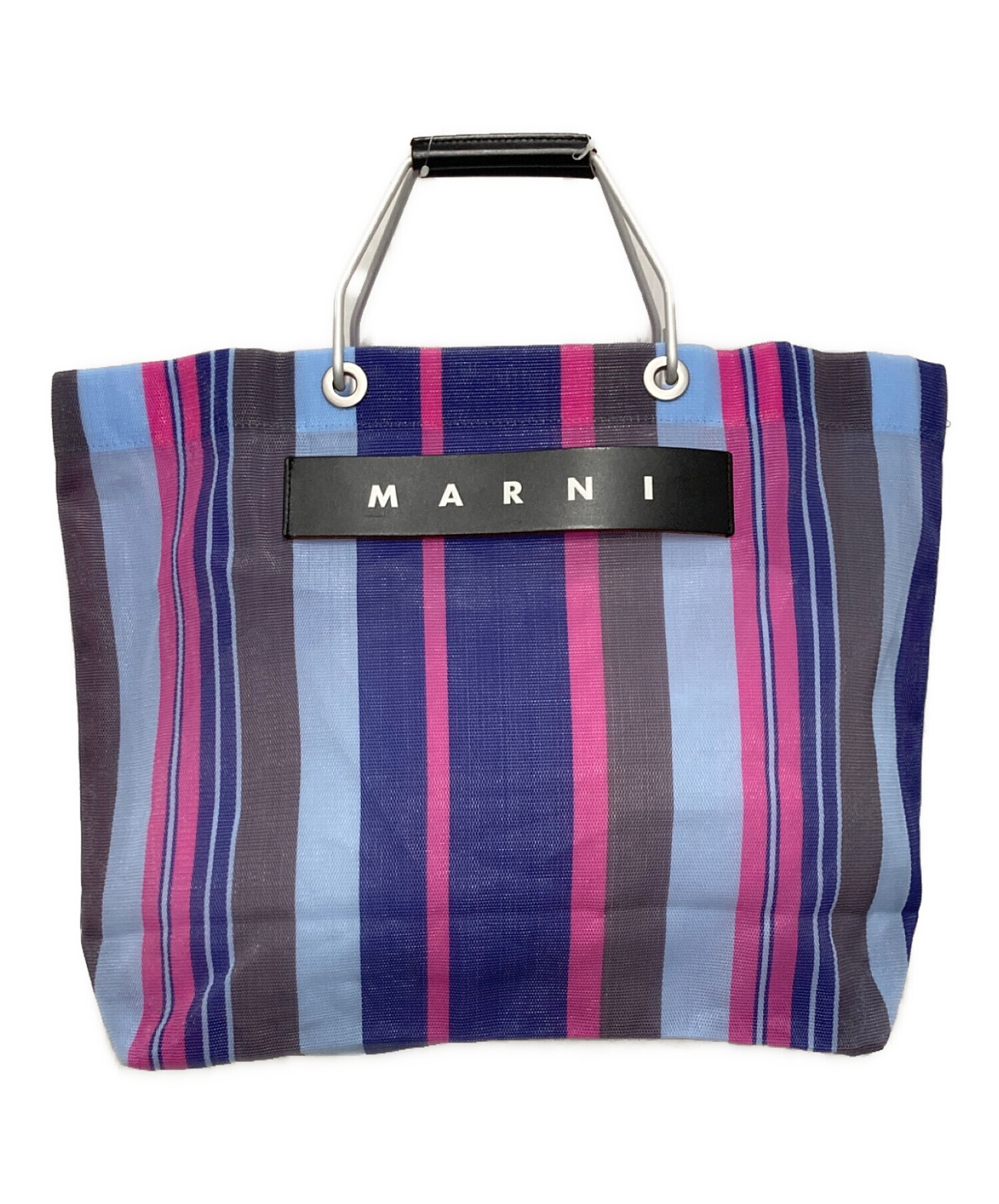 【美品】底板付き！MARNI マルチカラー ストライプ バッグ 中古・古着通販】MARNI (マルニ) フラワーカフェストライプバッグ
