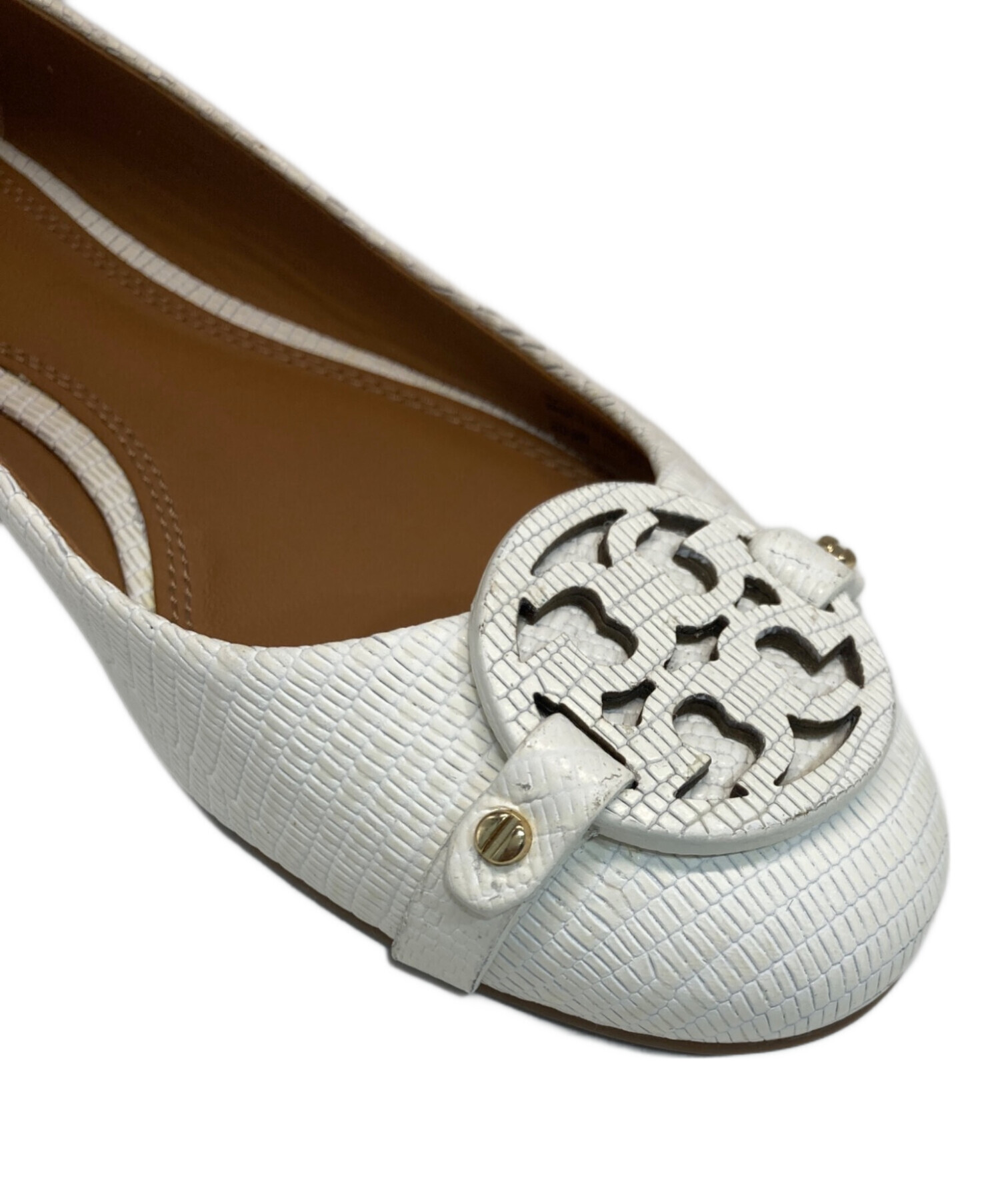 Tory Burch フラット パンプス 白US8M 約 25cm 超美品 中古・古着通販】TORY BURCH (トリーバーチ) フラットパンプス