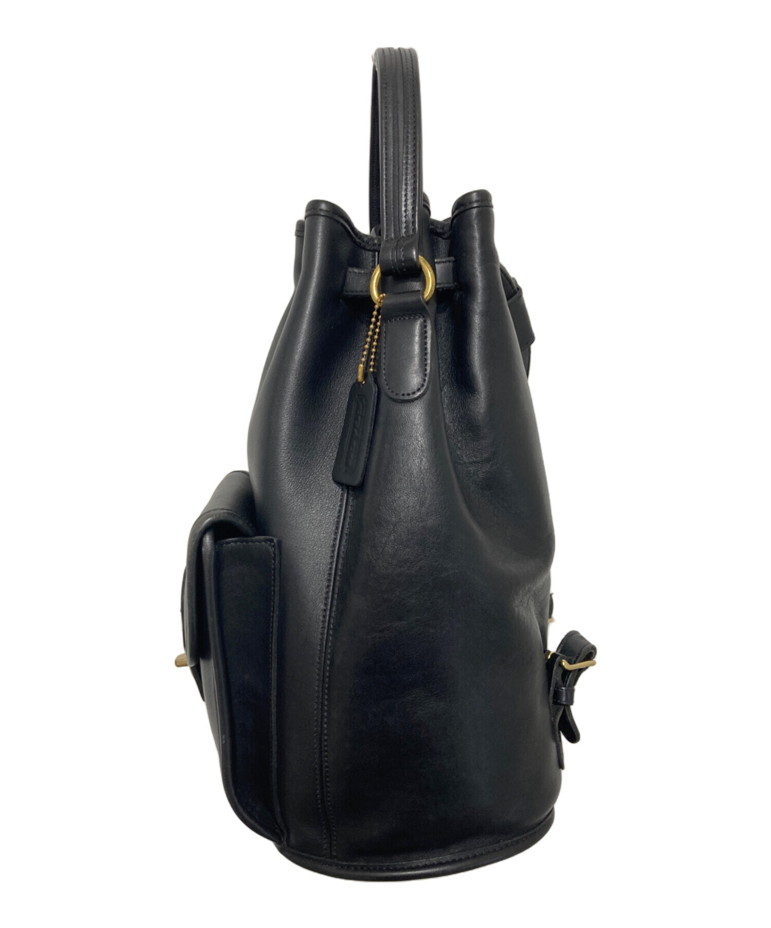 中古・古着通販】COACH (コーチ) バケットレザーリュック ブラック