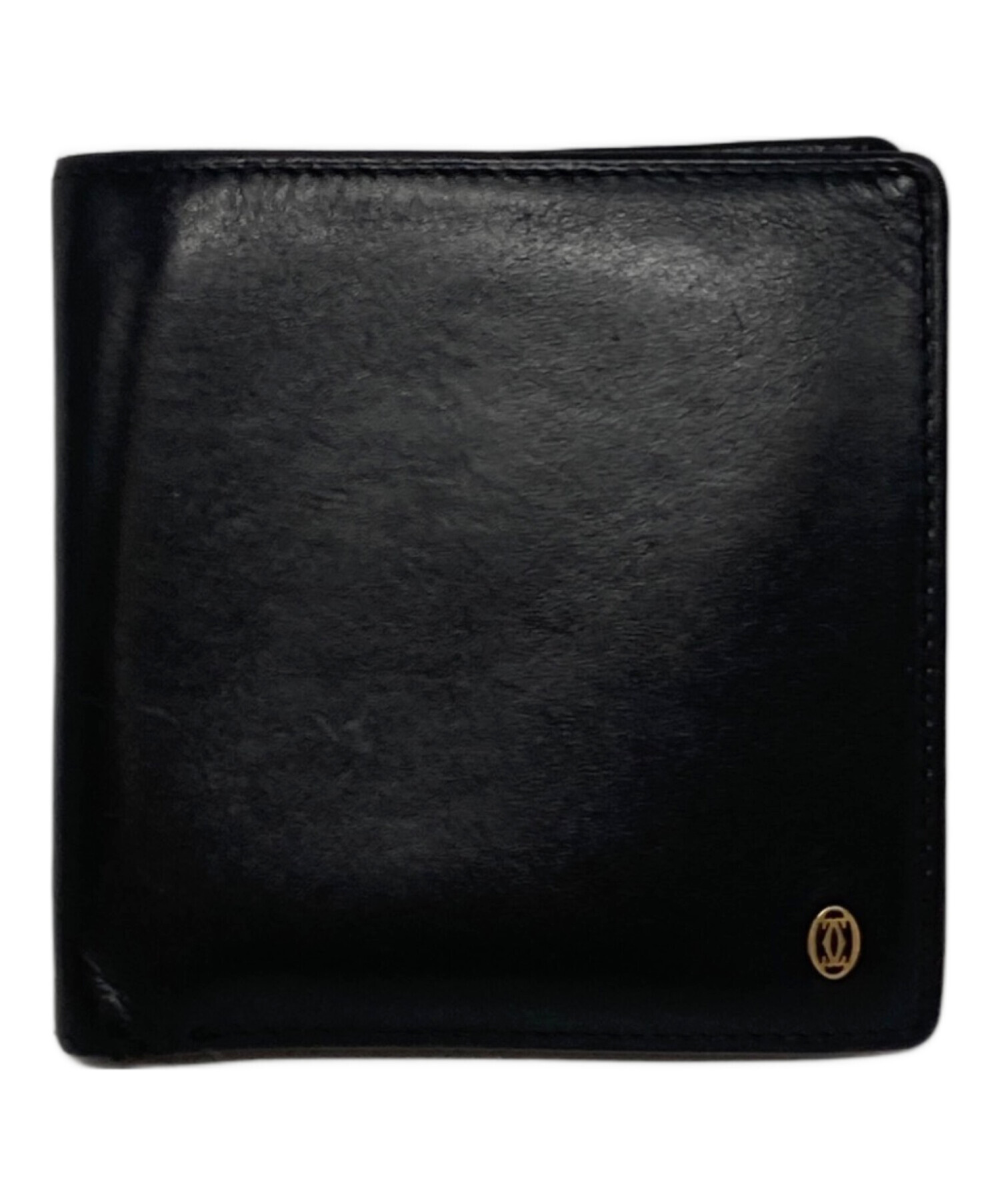 Cartier 二つ折り財布 黒 カーフレザー 中古・古着通販】Cartier (カルティエ) 2つ折り財布 ブラック