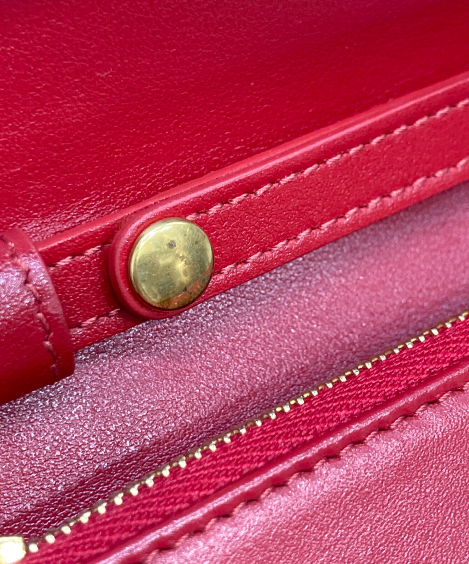 中古・古着通販】CELINE (セリーヌ) チェーンウォレット レッド