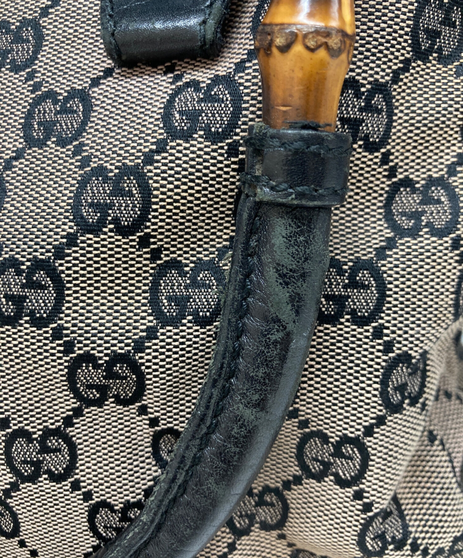 中古・古着通販】GUCCI (グッチ) GGキャンバスバンブートートバッグ