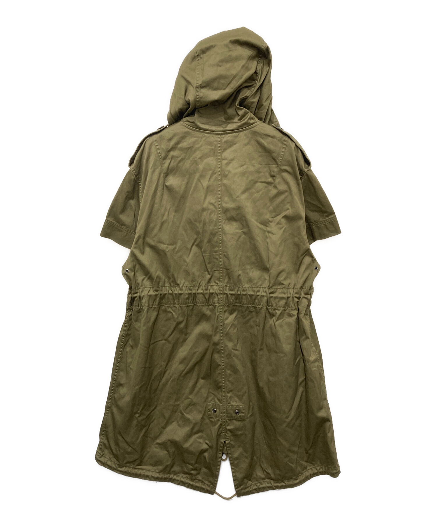 【DIESEL】フーデッドコート L カーキ オリーブ コットン100% 中古・古着通販】DIESEL (ディーゼル) 半袖モッズコート カーキ サイズ