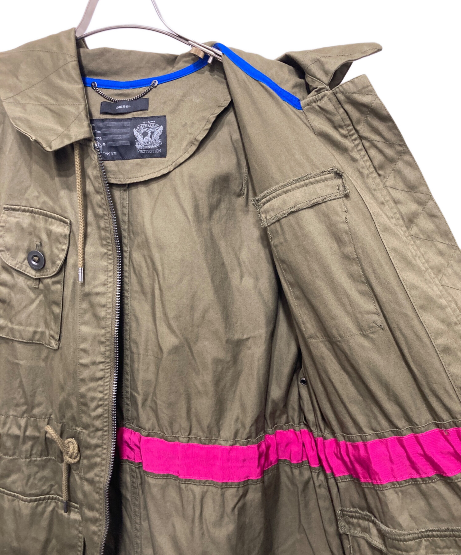 中古・古着通販】DIESEL (ディーゼル) 半袖モッズコート カーキ サイズ