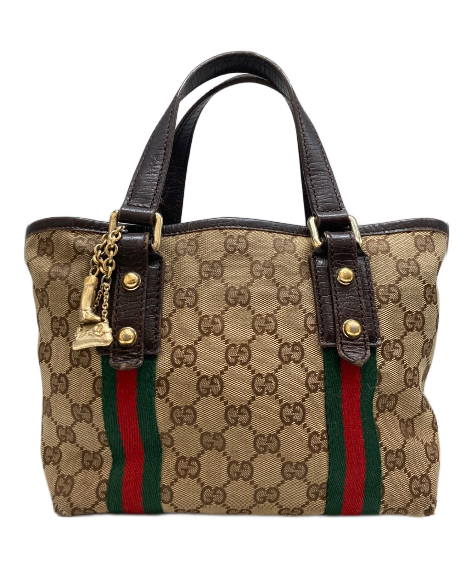 GUCCI ポーチ　ミニバッグ　GGキャンバス　ブラウン 中古・古着通販】GUCCI (グッチ) GGキャンバスミニ ハンドバッグ