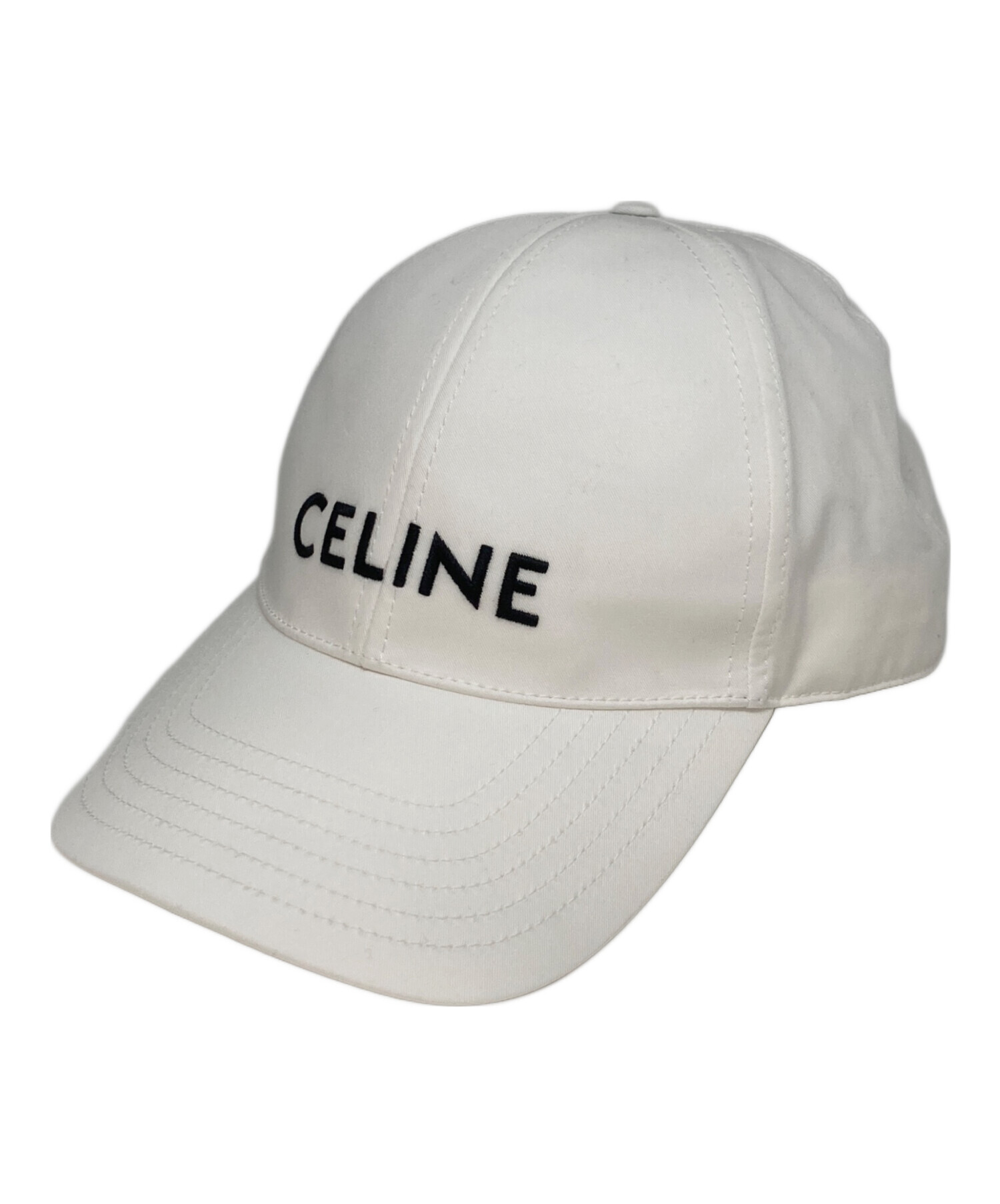 最終値下げCELINE ベースボールキャップ ホワイト 中古・古着通販】CELINE (セリーヌ) ロゴ刺繍ベースボールキャップ