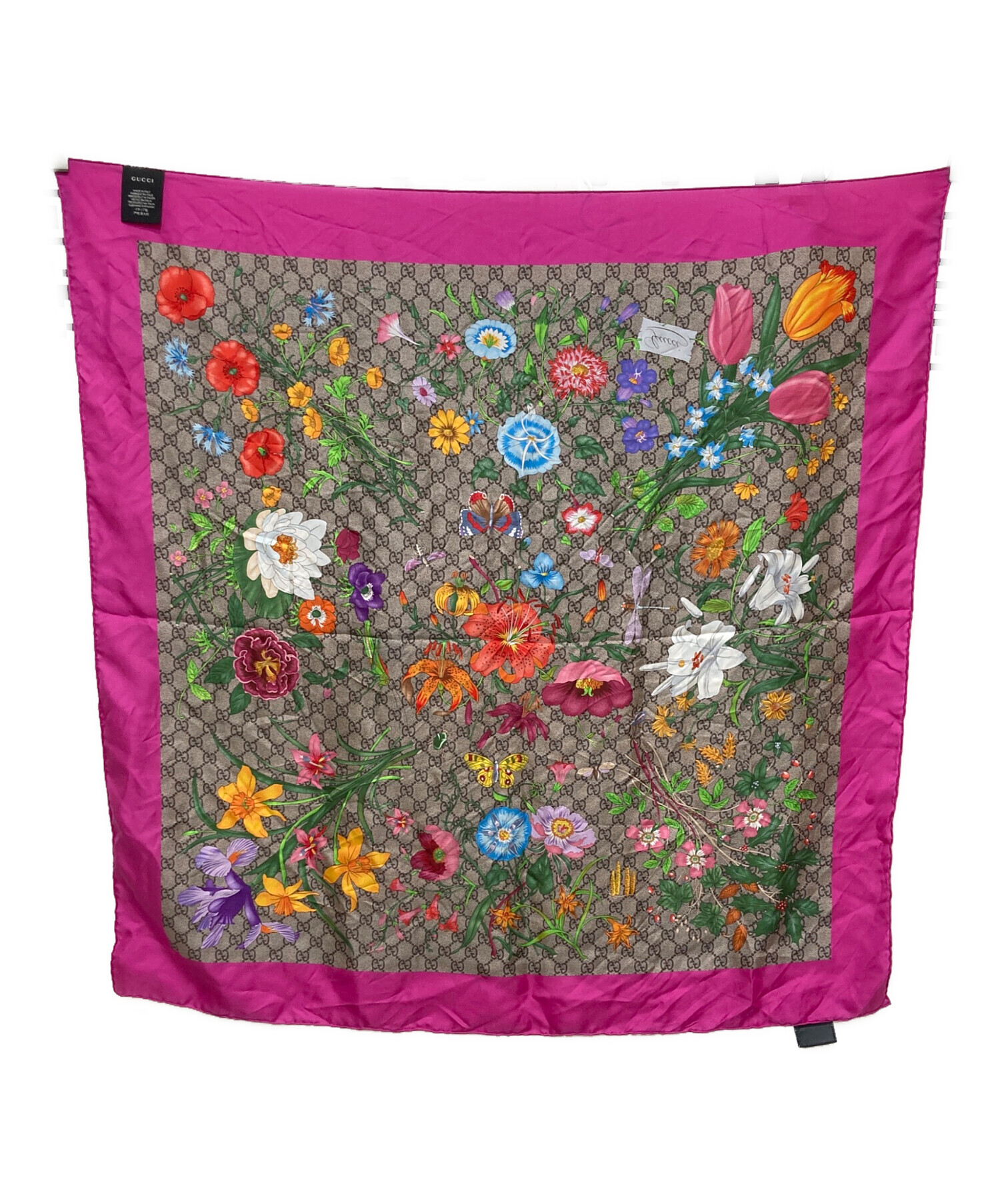中古・古着通販】GUCCI (グッチ) GGフローラフラワーシルクスカーフ