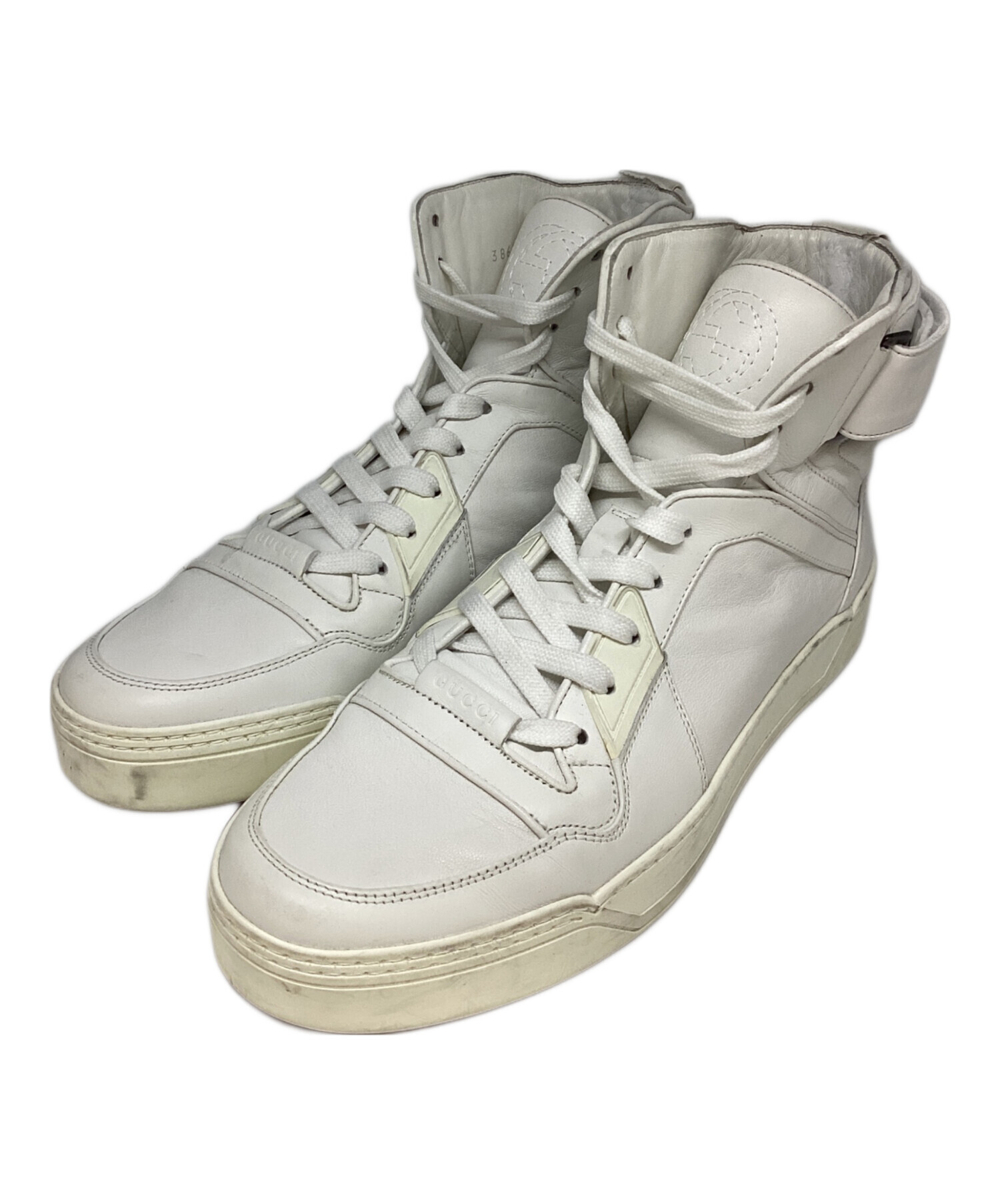 GUCCI グッチ ハイカットスニーカー ホワイト GG柄 中古・古着通販】GUCCI (グッチ) インターロッキングハイカット
