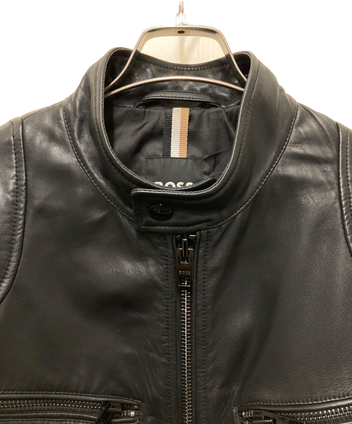 中古・古着通販】HUGO BOSS (ヒューゴ ボス) レザーシングルライダース
