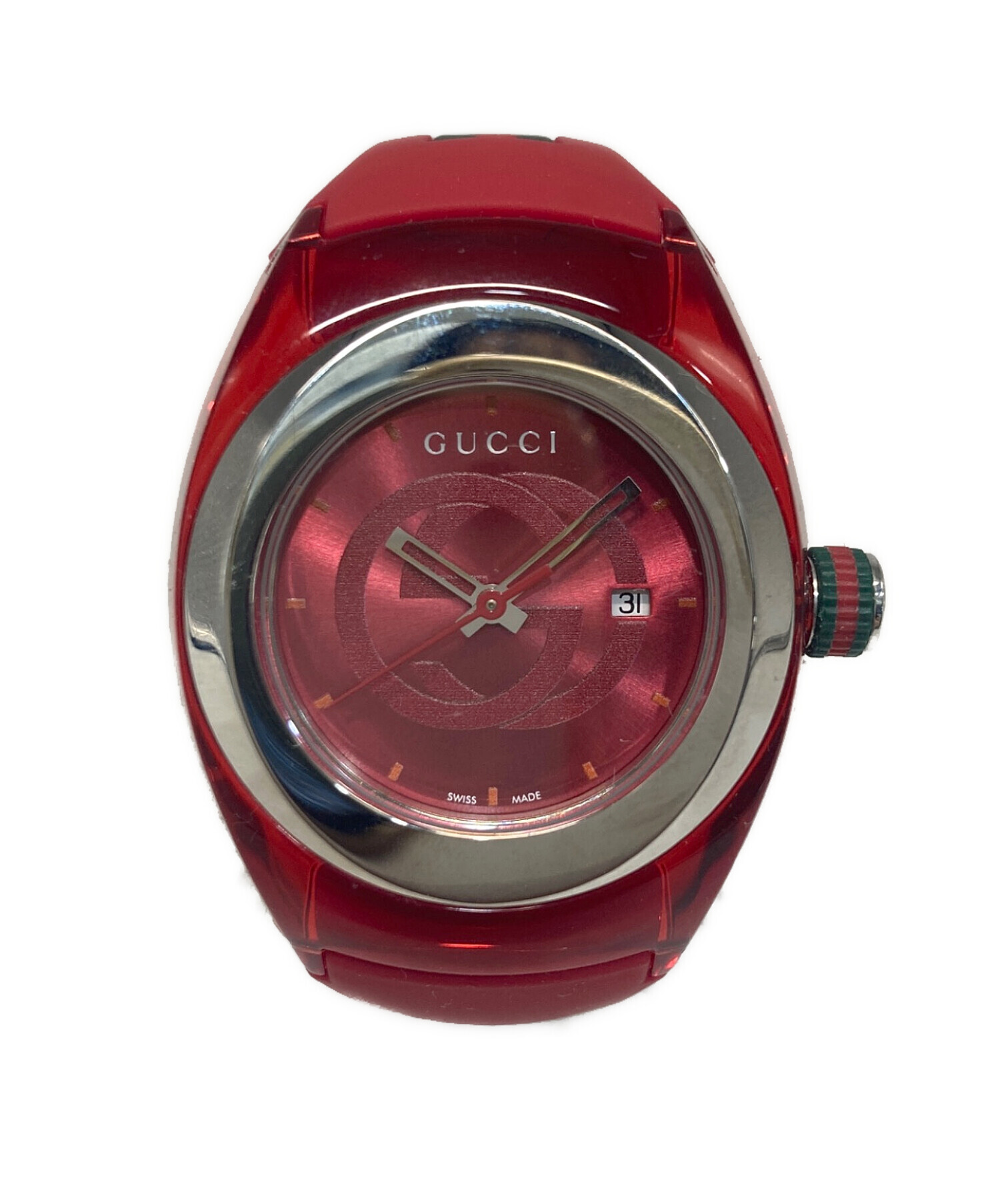 (稼働品 )グッチ 137.1 SS/ラバー レッド中古品 中古・古着通販】GUCCI (グッチ) SYNC ラバーバンドウォッチ レッド