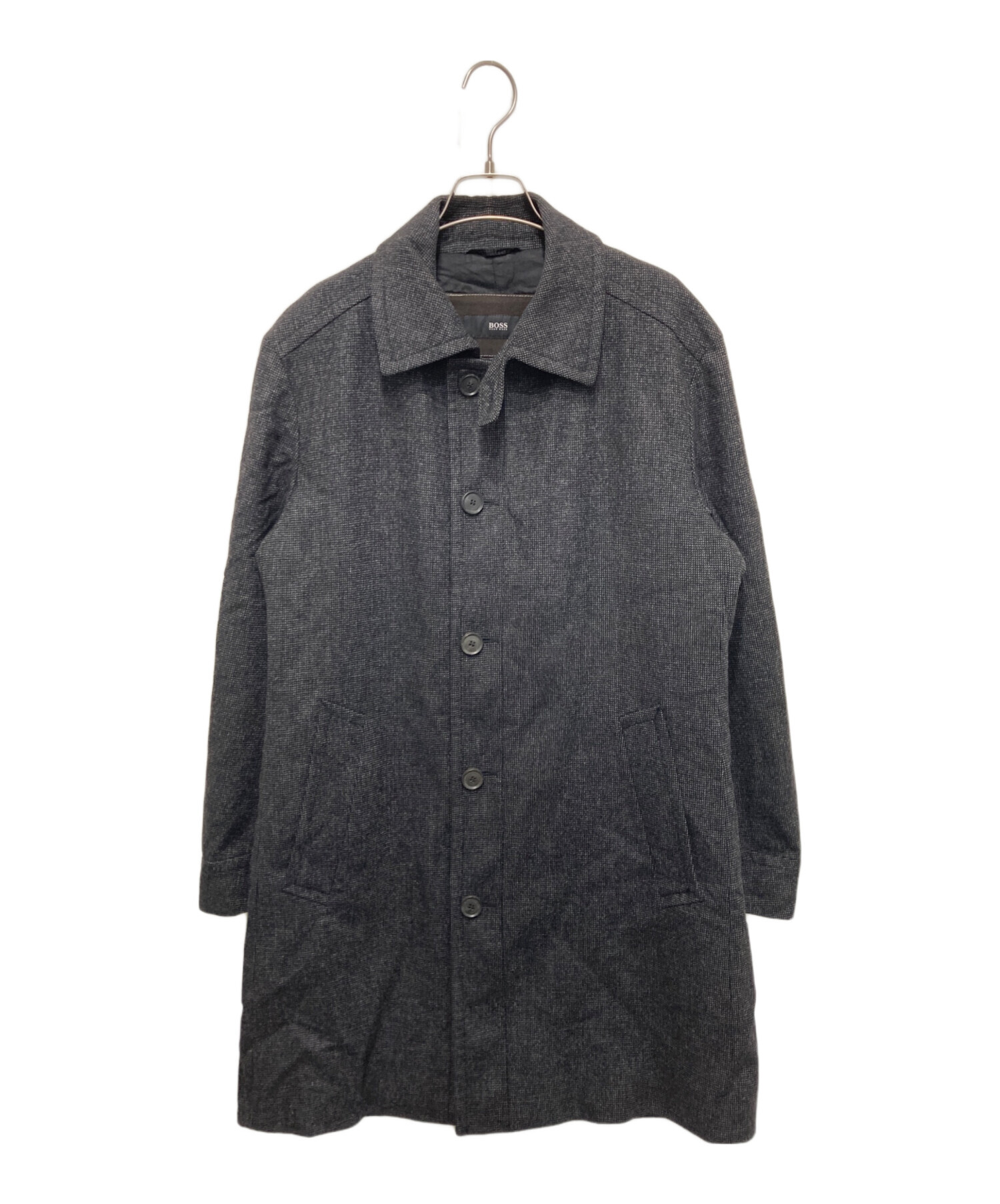 週末限定値下！美品 ヒューゴボス HUGO BOSS ステンカラーコート L 黒 中古・古着通販】HUGO BOSS (ヒューゴ ボス) ステンカラーコート