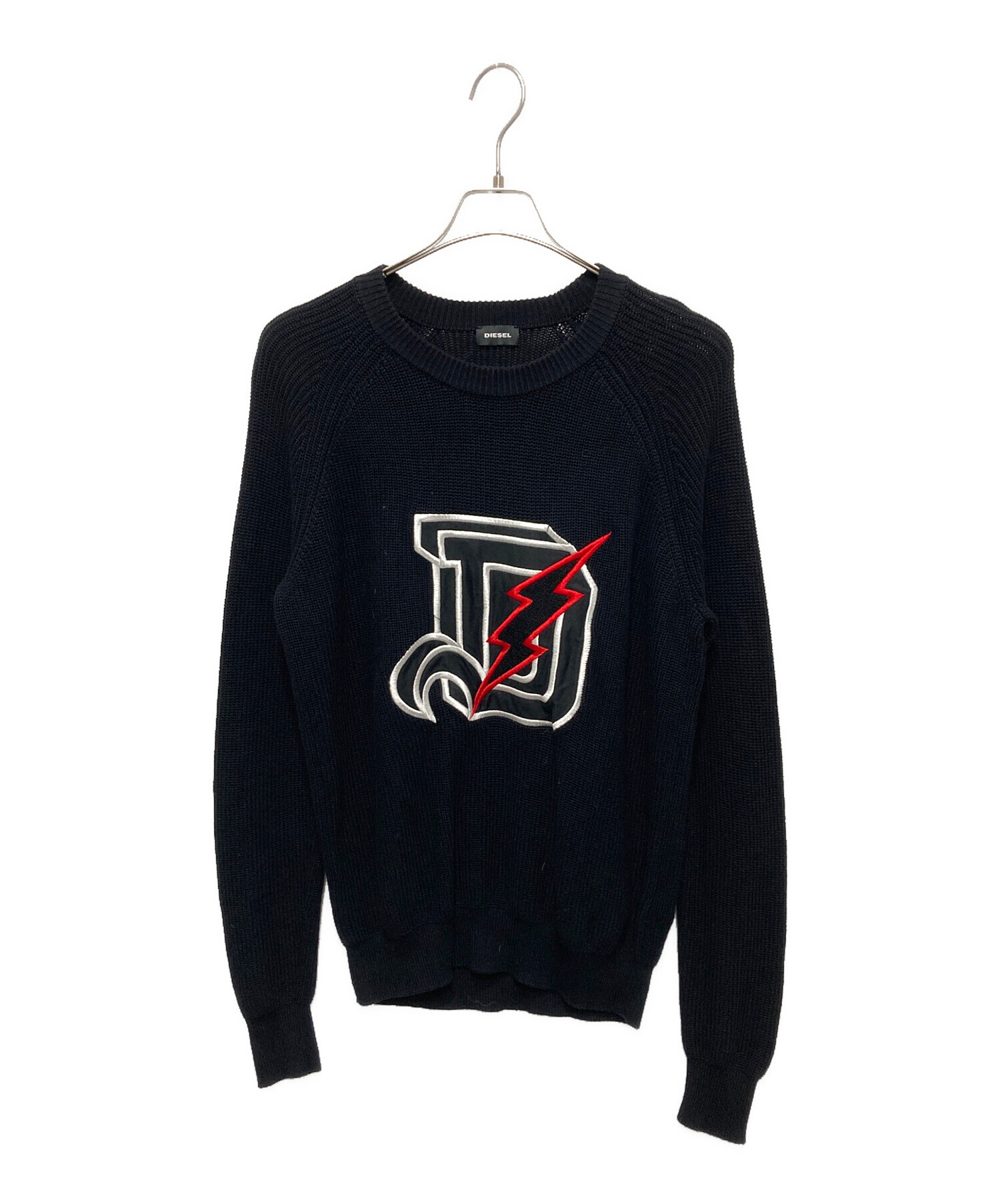中古・古着通販】DIESEL (ディーゼル) Dロゴワッペンニット ブラック