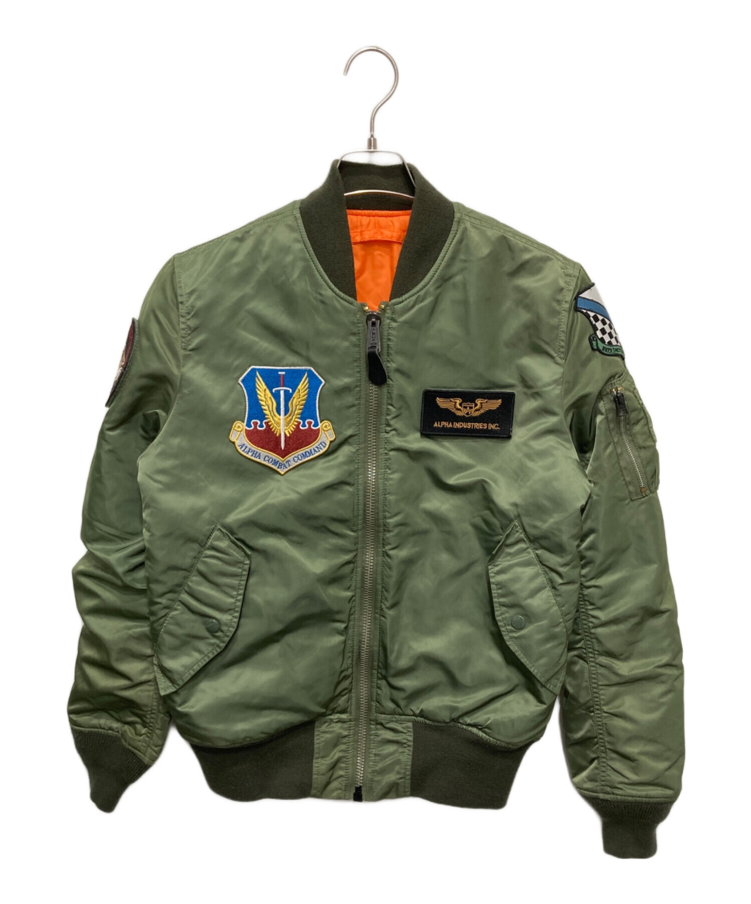 【美品】Alpha Industries MA-1 ジャケット 刺繍ワッペン古着 中古・古着通販】ALPHA (アルファ) ワッペンMA-1ジャケット カーキ
