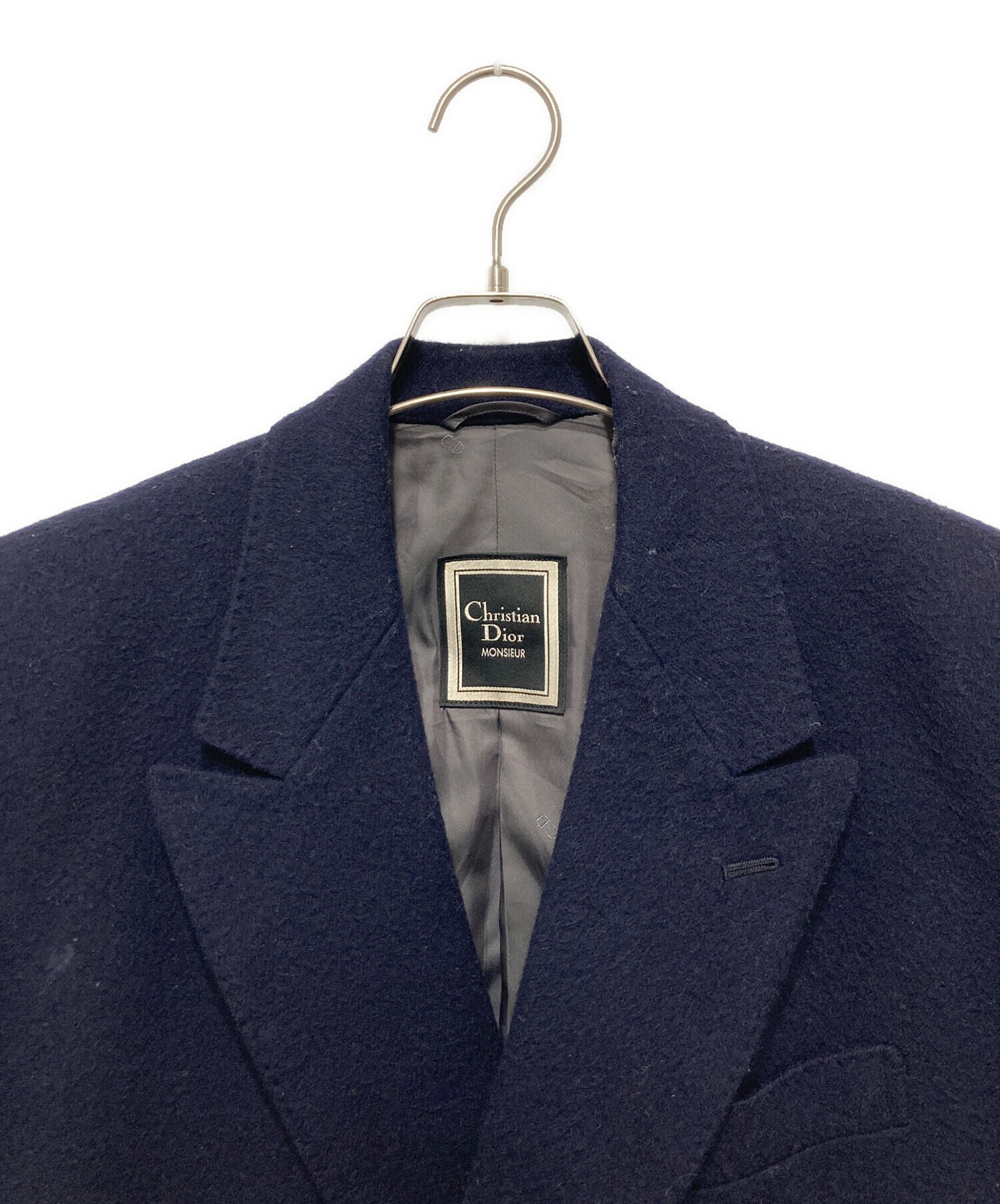 美品　XL相当　クリスチャンディオール　チェスターコート　ビジュー　ステッチ　紺 中古・古着通販】Christian Dior (クリスチャン ディオール) ダブル