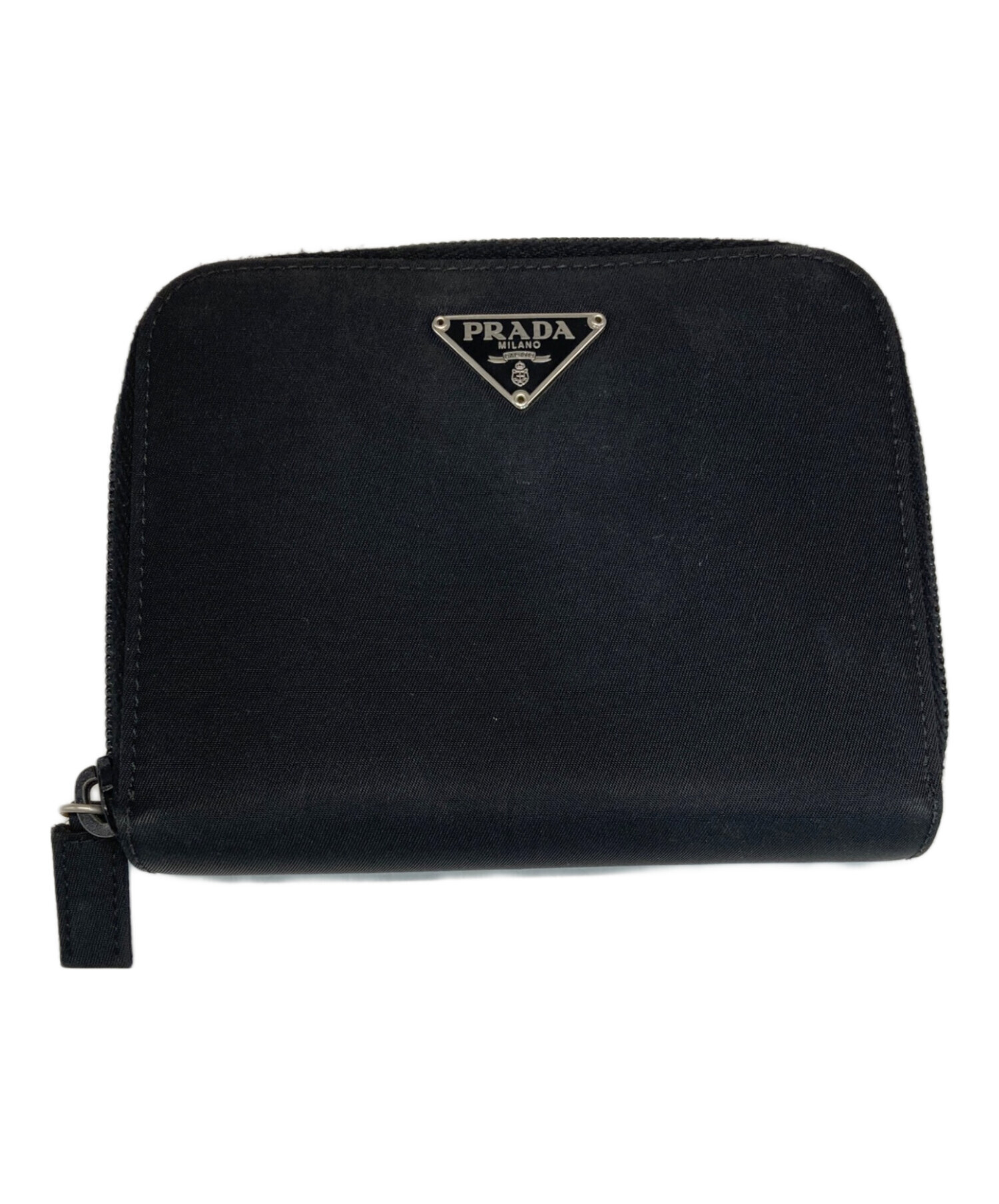 PRADA ナイロン 二つ折り財布 ブラック 中古・古着通販】PRADA (プラダ) ナイロンコンビ2つ折り財布 ブラック