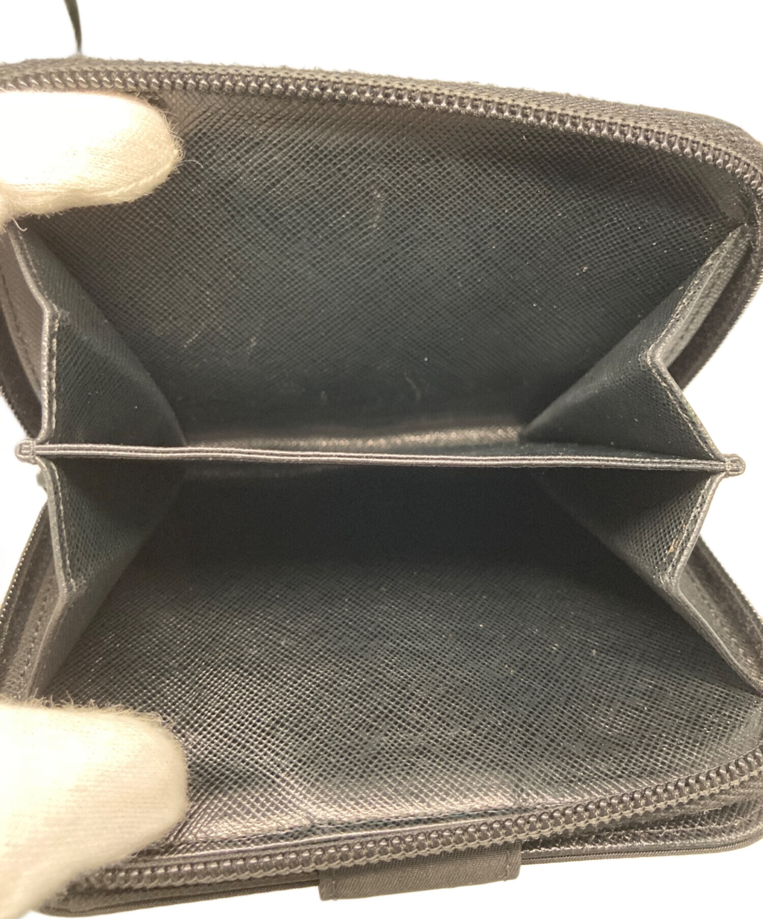 中古・古着通販】PRADA (プラダ) ナイロンコンビ2つ折り財布 ブラック
