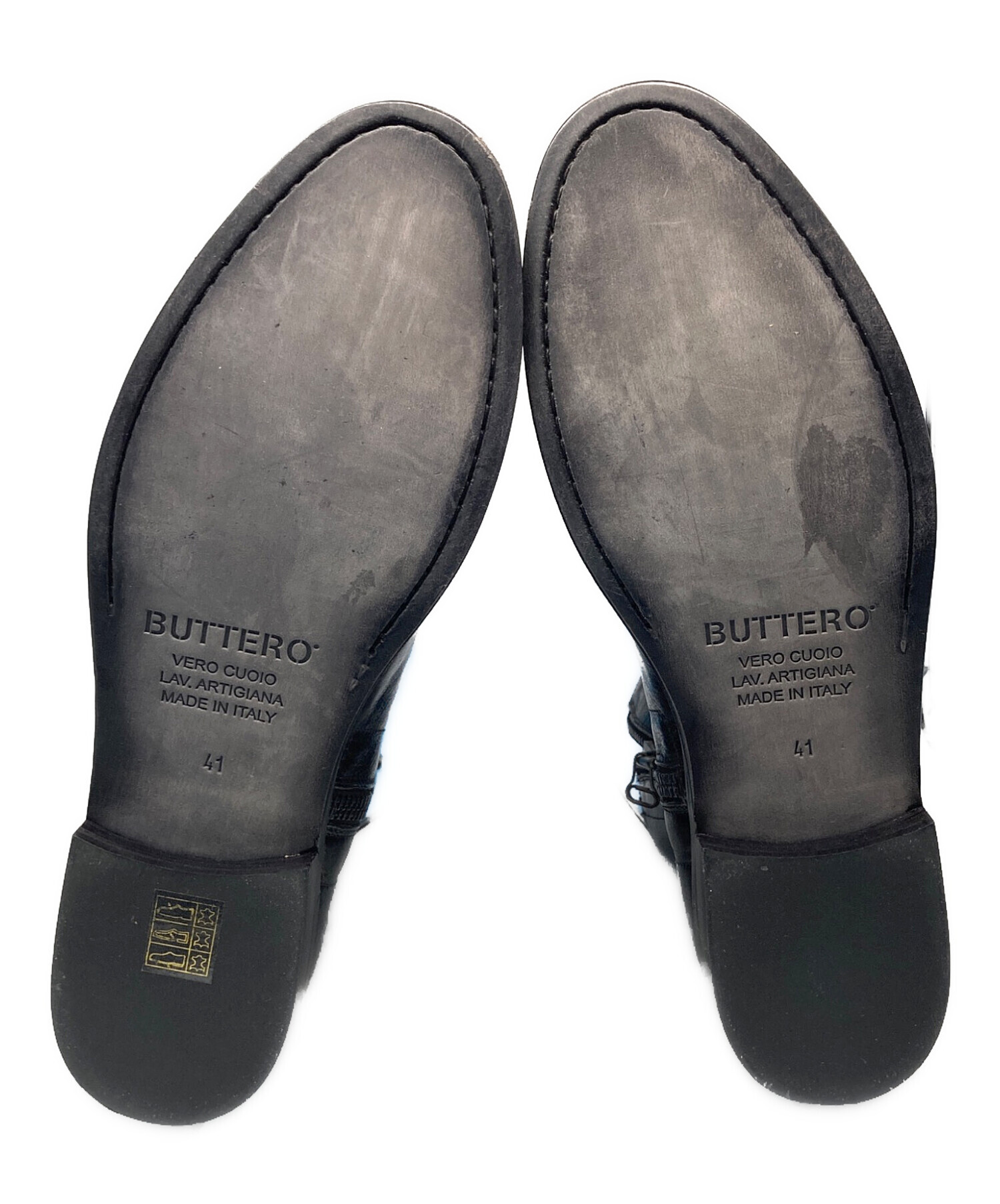 BUTTERO ブッテロ　バックジップ レザーブーツ ブラック 41 中古・古着通販】BUTTERO (ブッテロ) サイドジップブーツ ブラック