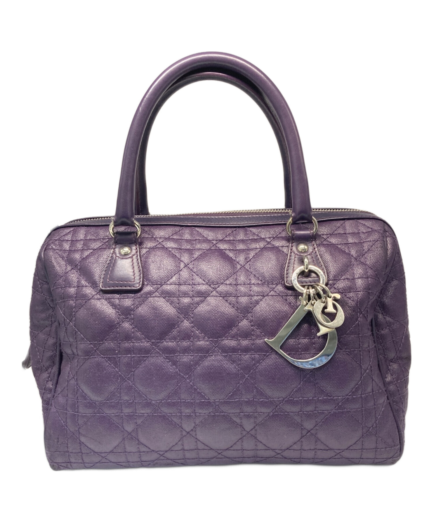 希少　Christian Dior カナージュ ハンドバッグ　ナイロン　パープル 中古・古着通販】Christian Dior (クリスチャン ディオール
