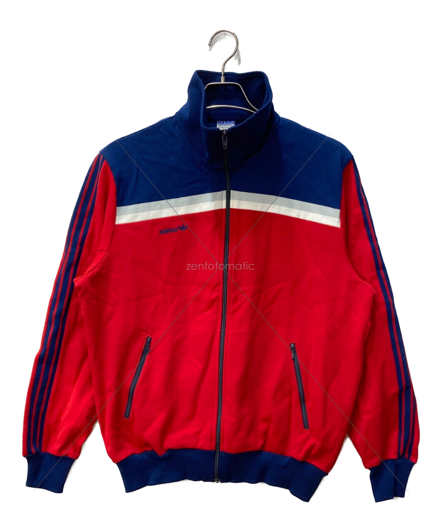 adidas ネイビー×レッド トラックジャケット vintage adidas ジップ