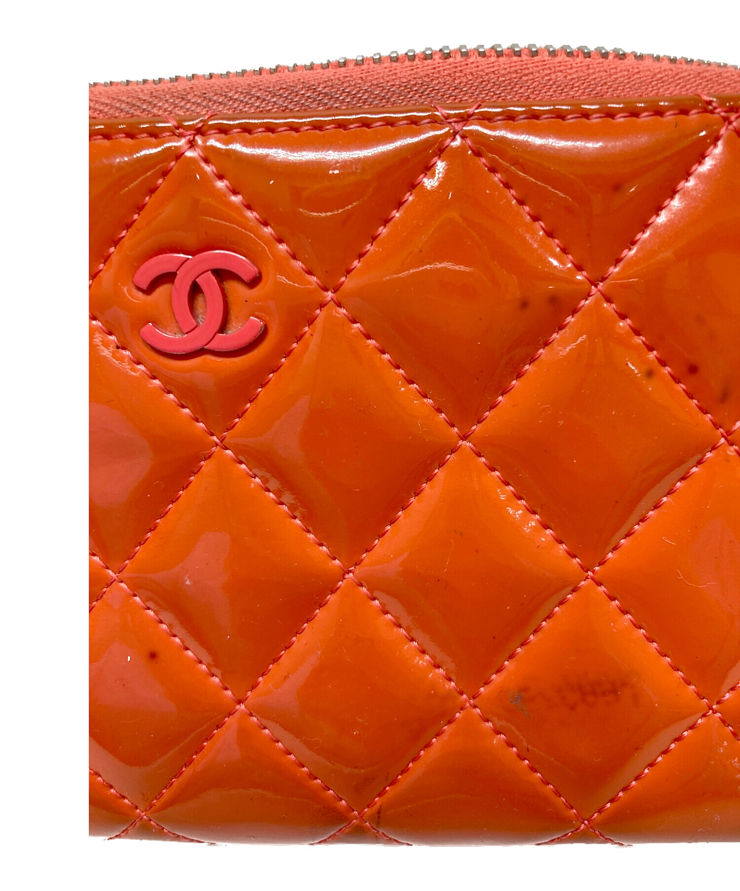 中古・古着通販】CHANEL (シャネル) エナメル長財布 オレンジ