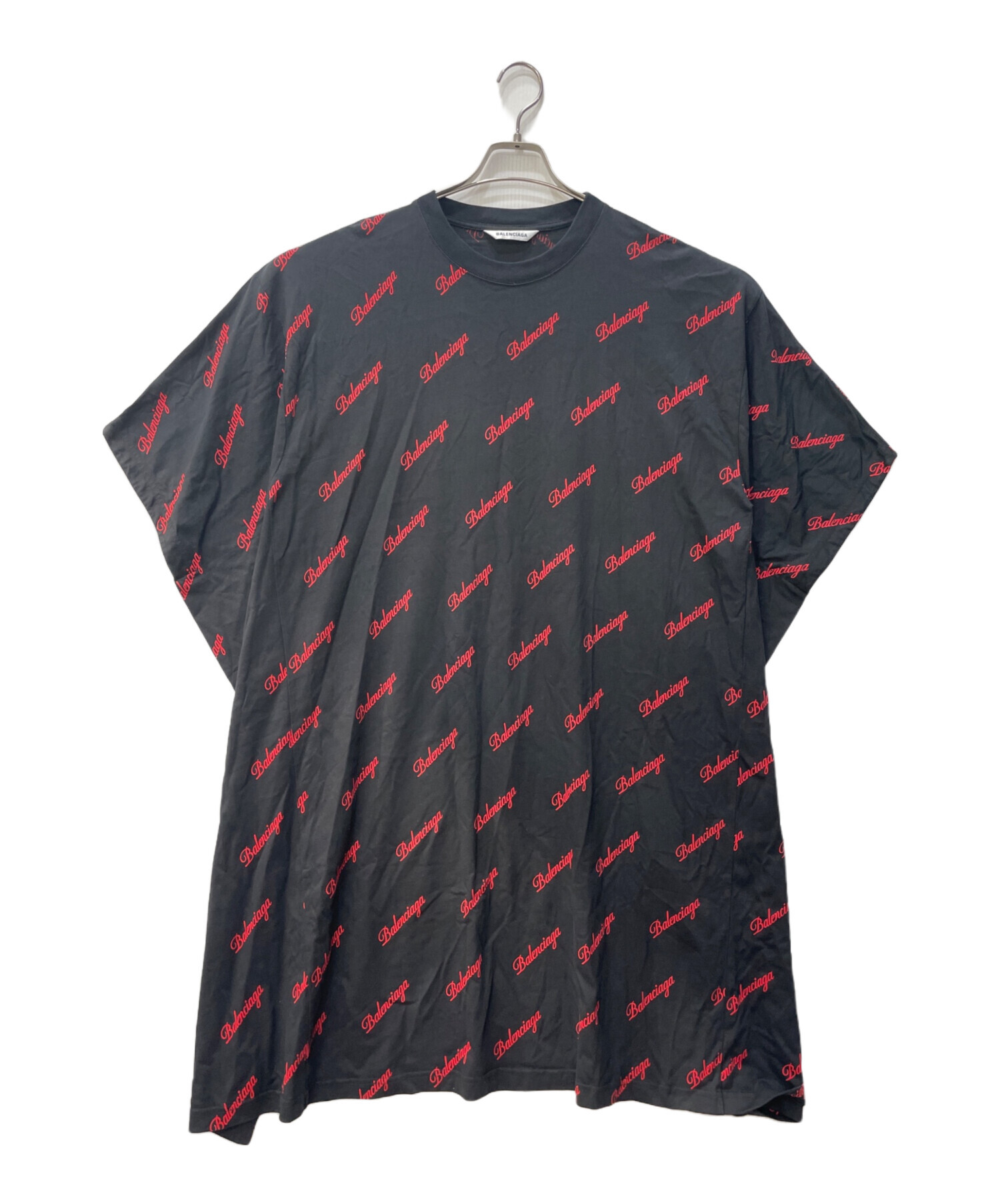 BALENCIAGA ロゴプリント 半袖ワンピース XS ブラック BALENCIAGA ロゴ