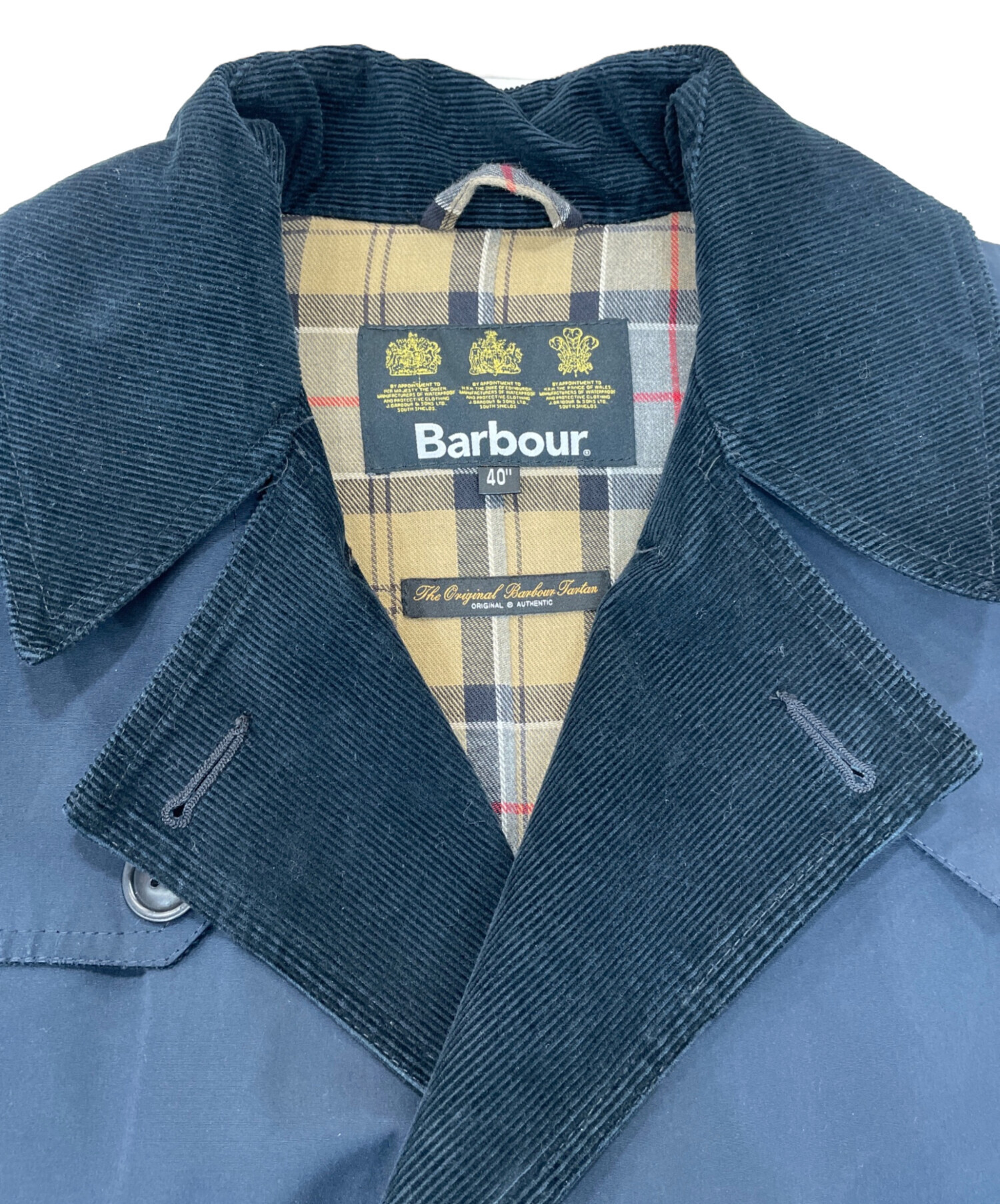 未使用 タグ付き Barbour トレンチコート2Layer 40 ネイビー 中古