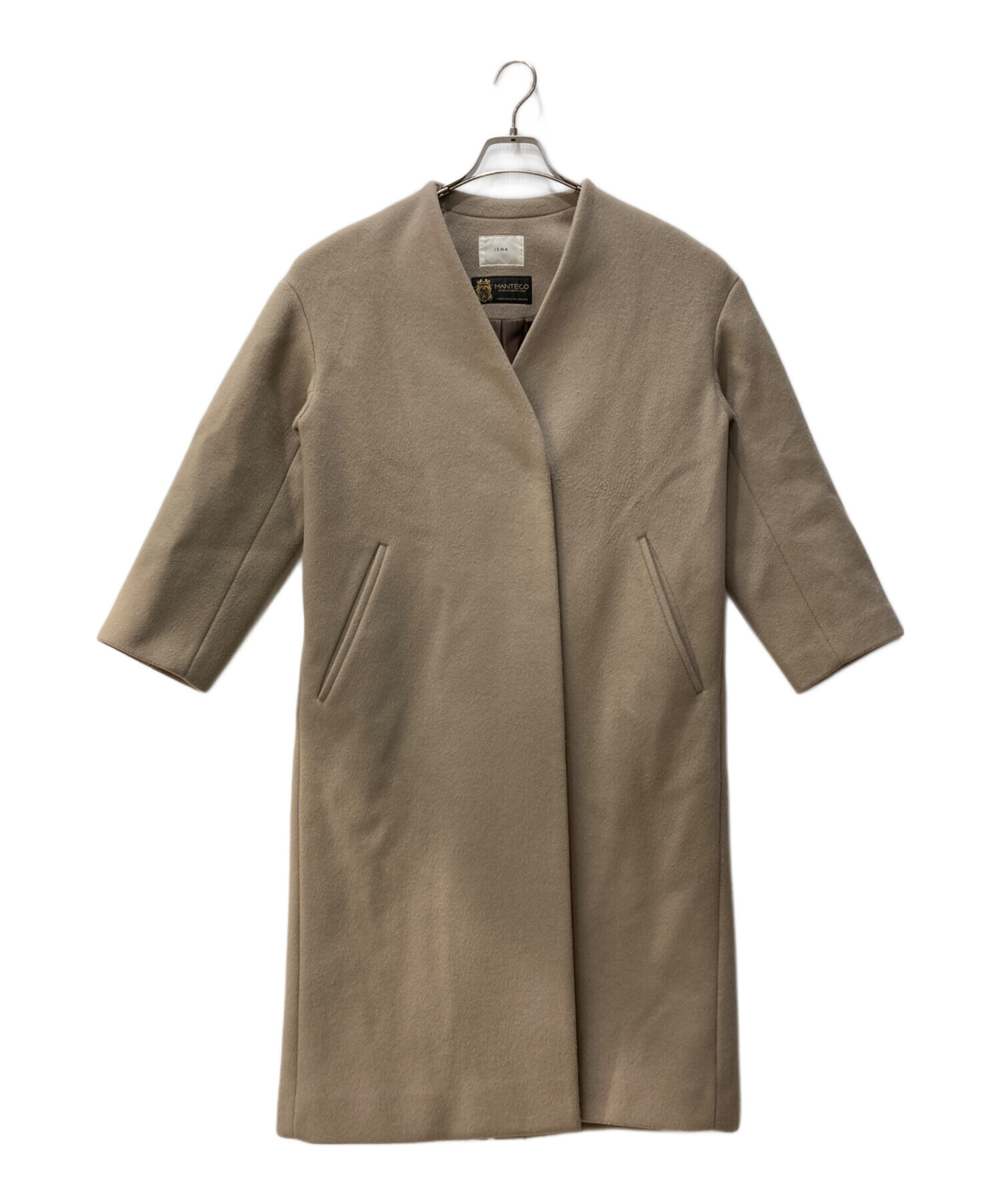 IENA Manteco ベージュ ノーカラーコート セール】MANTECO ノーカラー